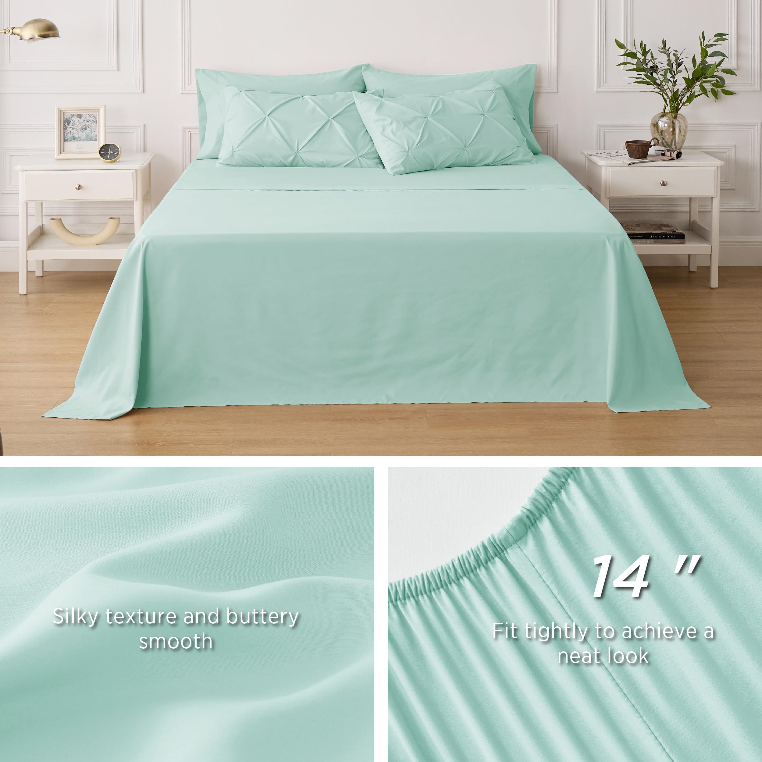 Foto 6 | Juego De Edredón Bedsure, Tamaño Queen, Verde Menta, 7 Piezas - Venta Internacional.