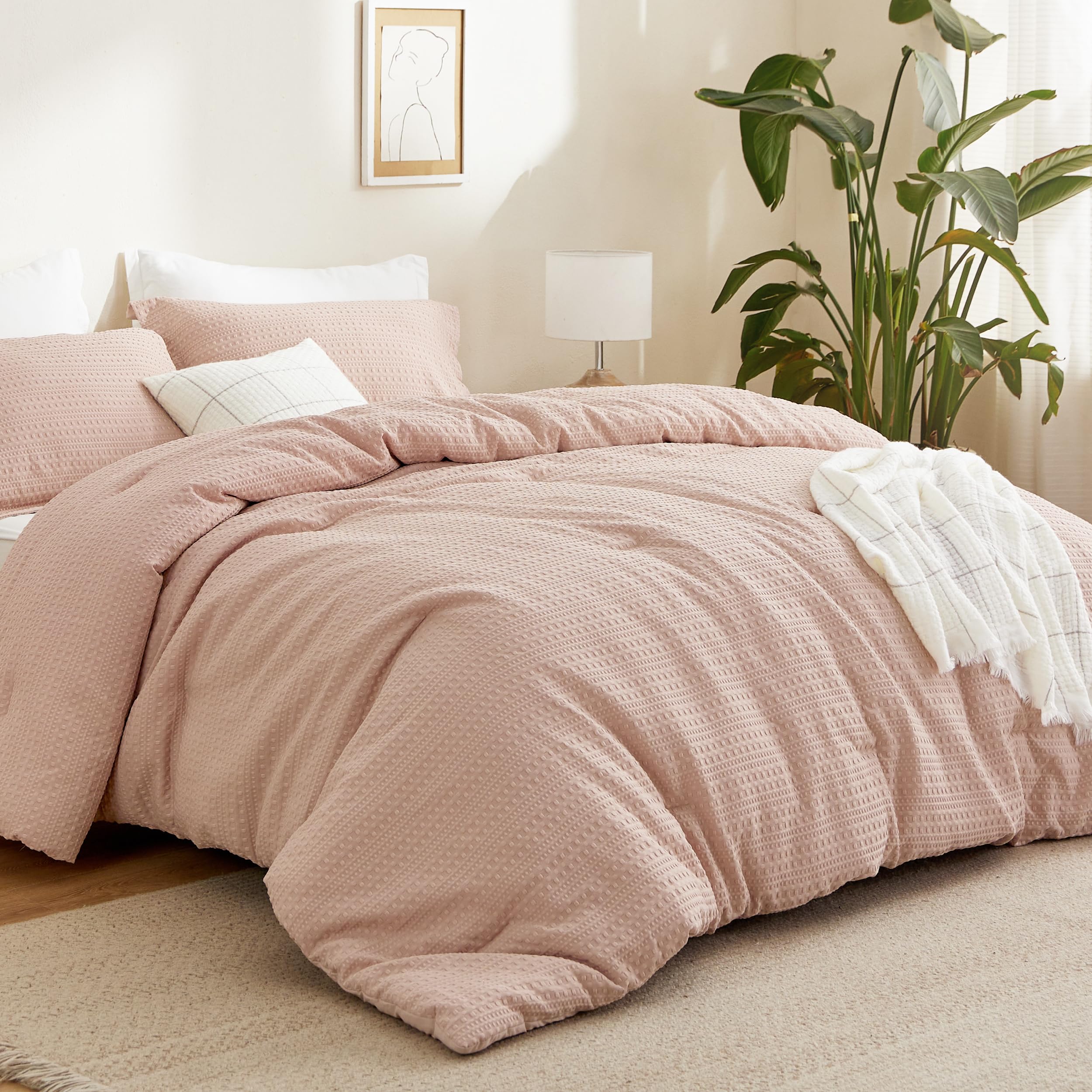 Foto 1 | Juego De Edredón Bedsure Waffle Queen Dusty Pink, 3 Piezas - Venta Internacional.