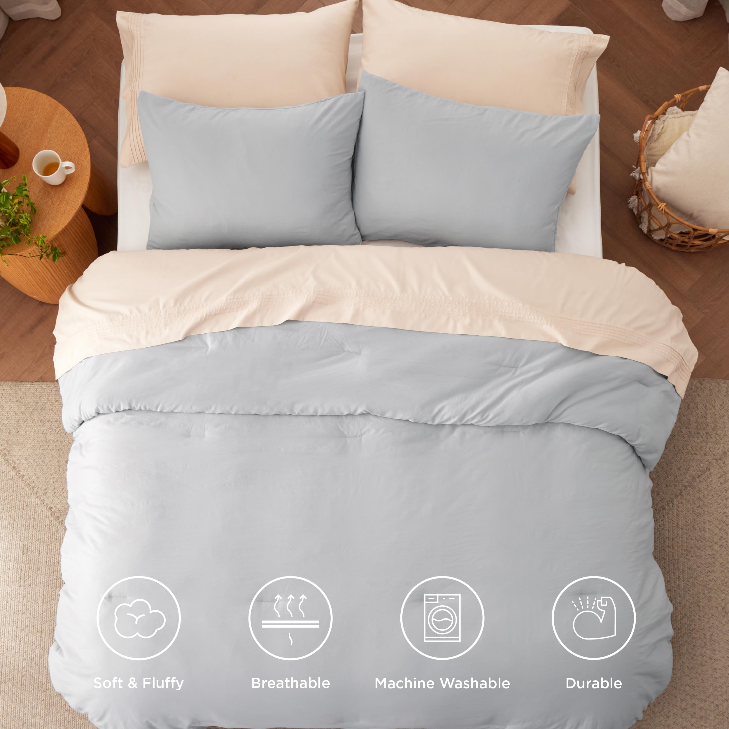 Foto 4 | Juego De Edredón Bedsure Queen Size, Gris Claro, 3 Piezas - Venta Internacional.