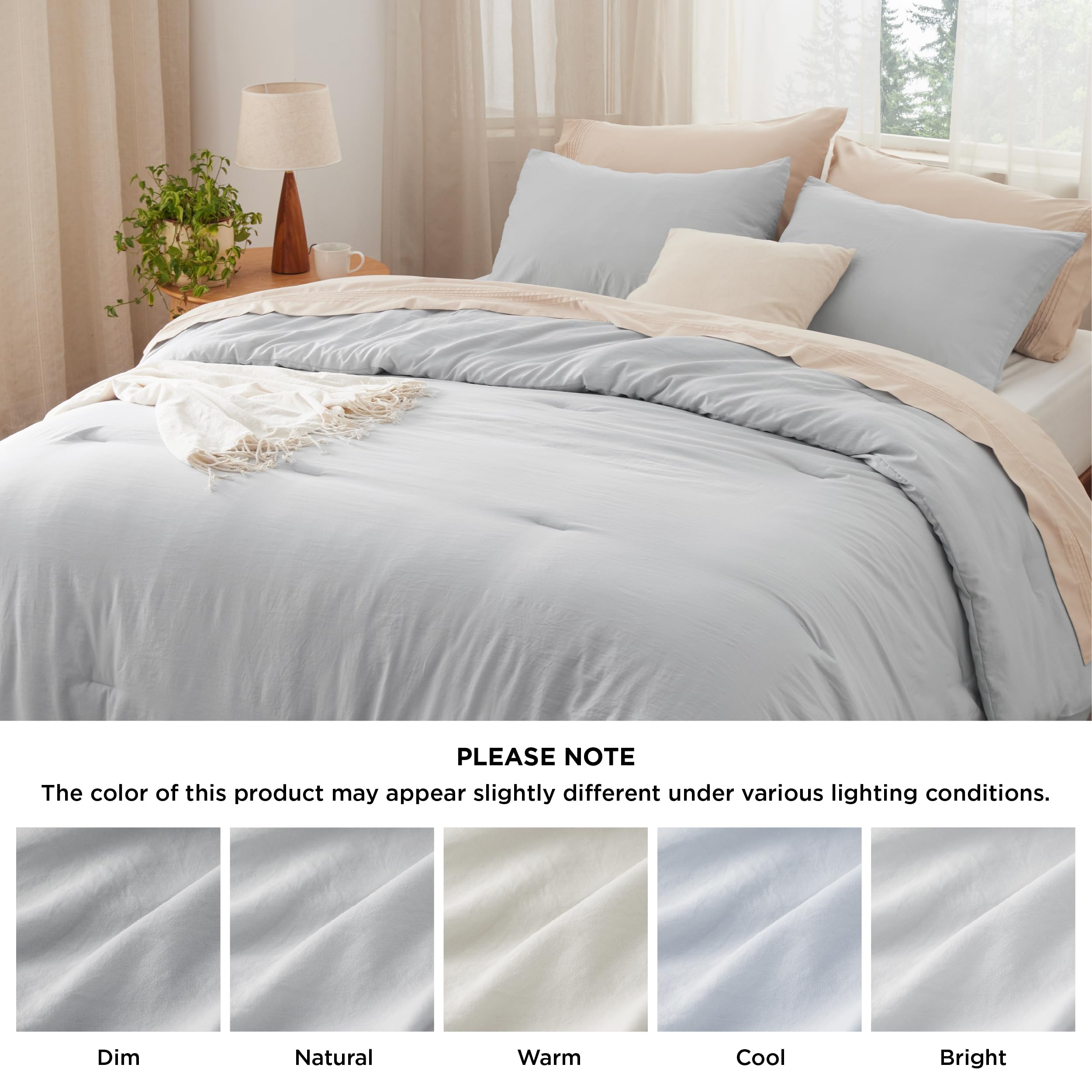 Foto 7 | Juego De Edredón Bedsure Queen Size, Gris Claro, 3 Piezas - Venta Internacional.