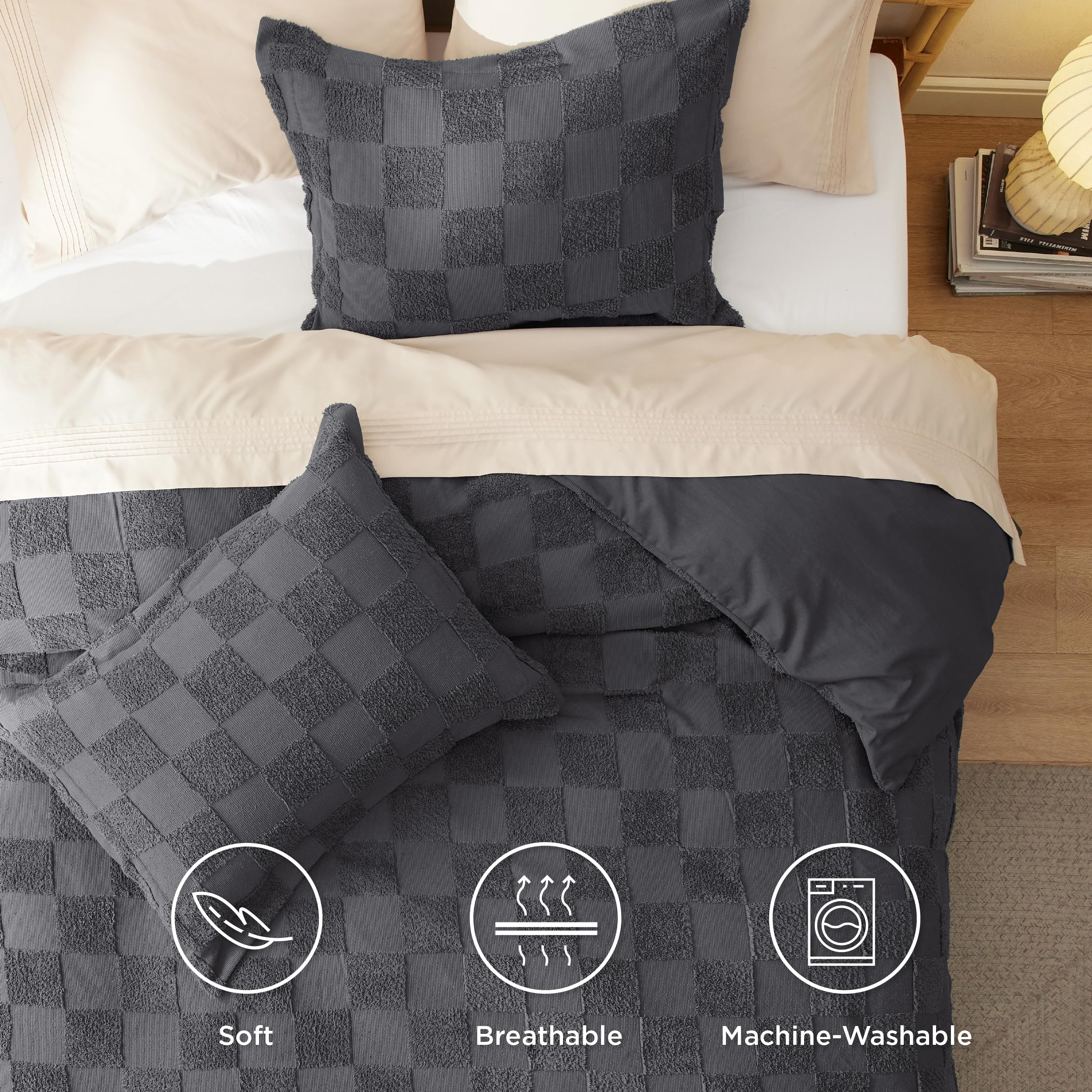 Foto 5 pulgar | Juego de Funda De Edredón Bedsure Boho Jacquard Gris Oscuro Tamaño King Size - Venta Internacional