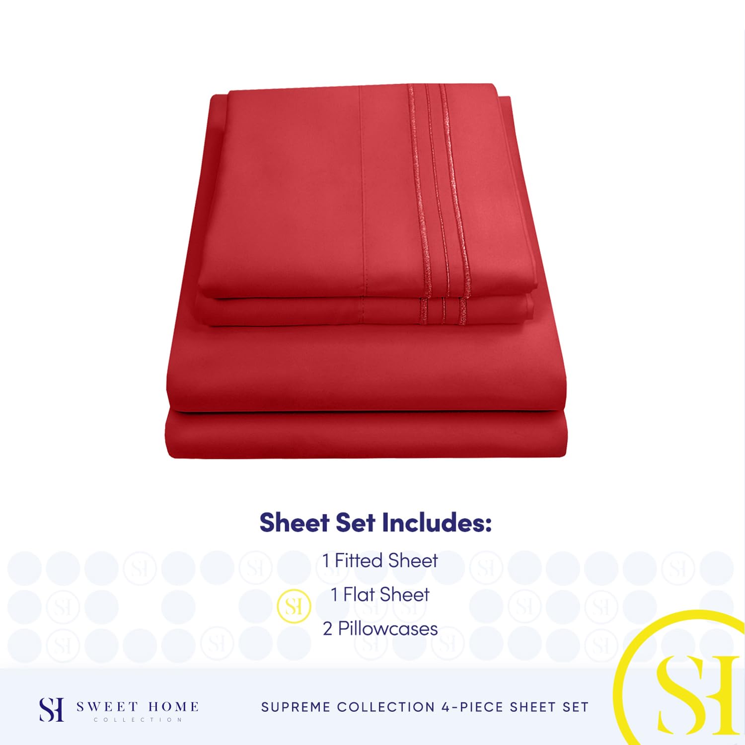 Foto 5 pulgar | Sábanas Sweet Home Collection Rv Short Queen Red - Venta Internacional.
