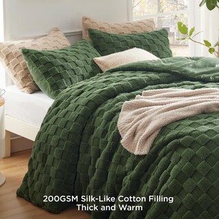 Foto 3 | Juego de Edredón Bedsure Fluffy King Size Verde Oliva - Venta Internacional