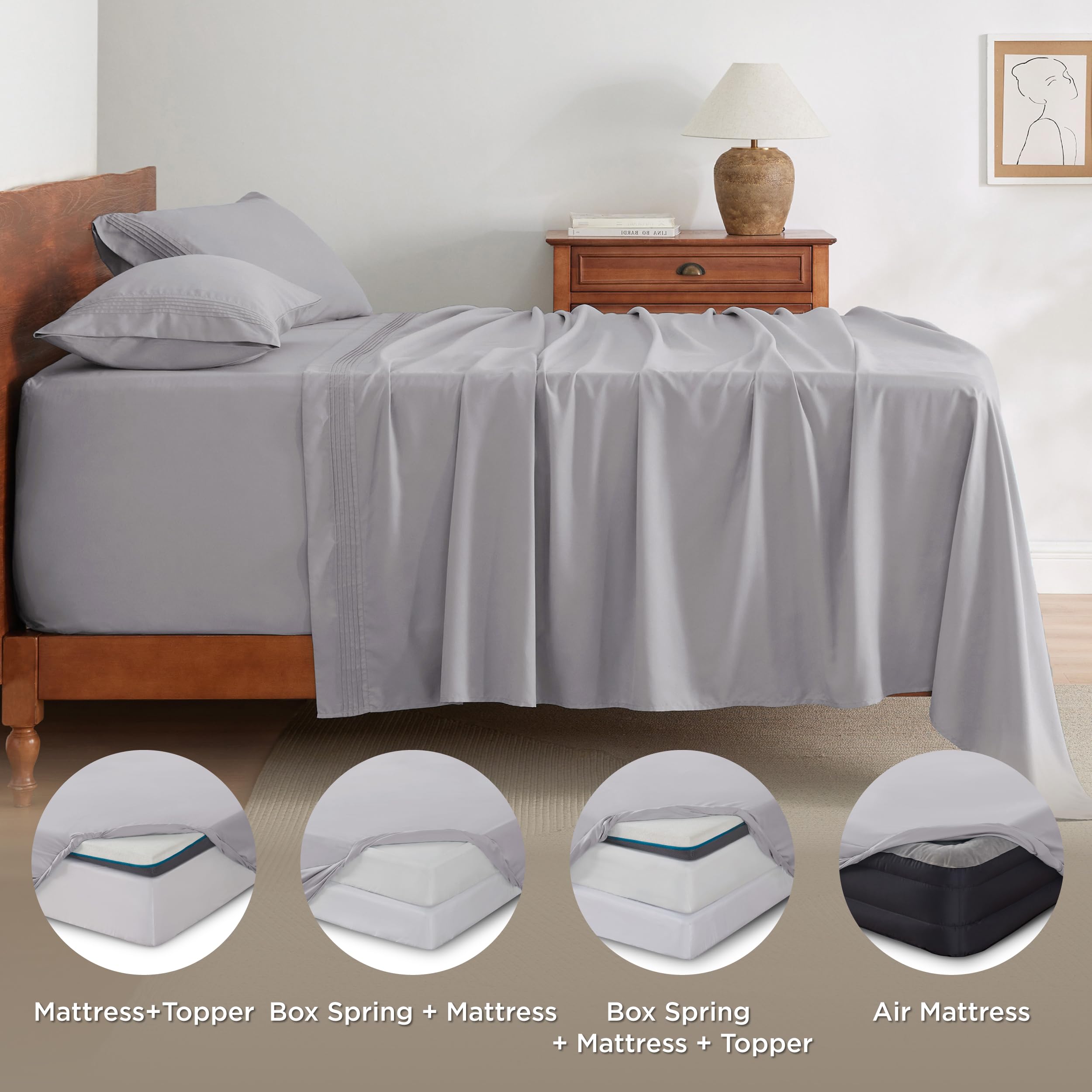 Foto 8 pulgar | Juego de Sábanas Bedsure Gentlesoft Deep Pocket King Con Tecnología 3m - Venta Internacional
