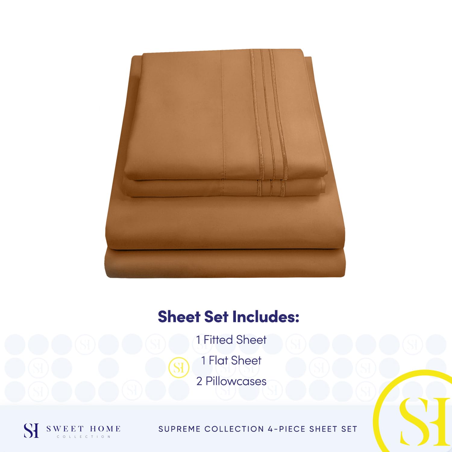 Foto 5 pulgar | Sábanas Sweet Home Collection King Size Moca 1800tc - Venta Internacional.