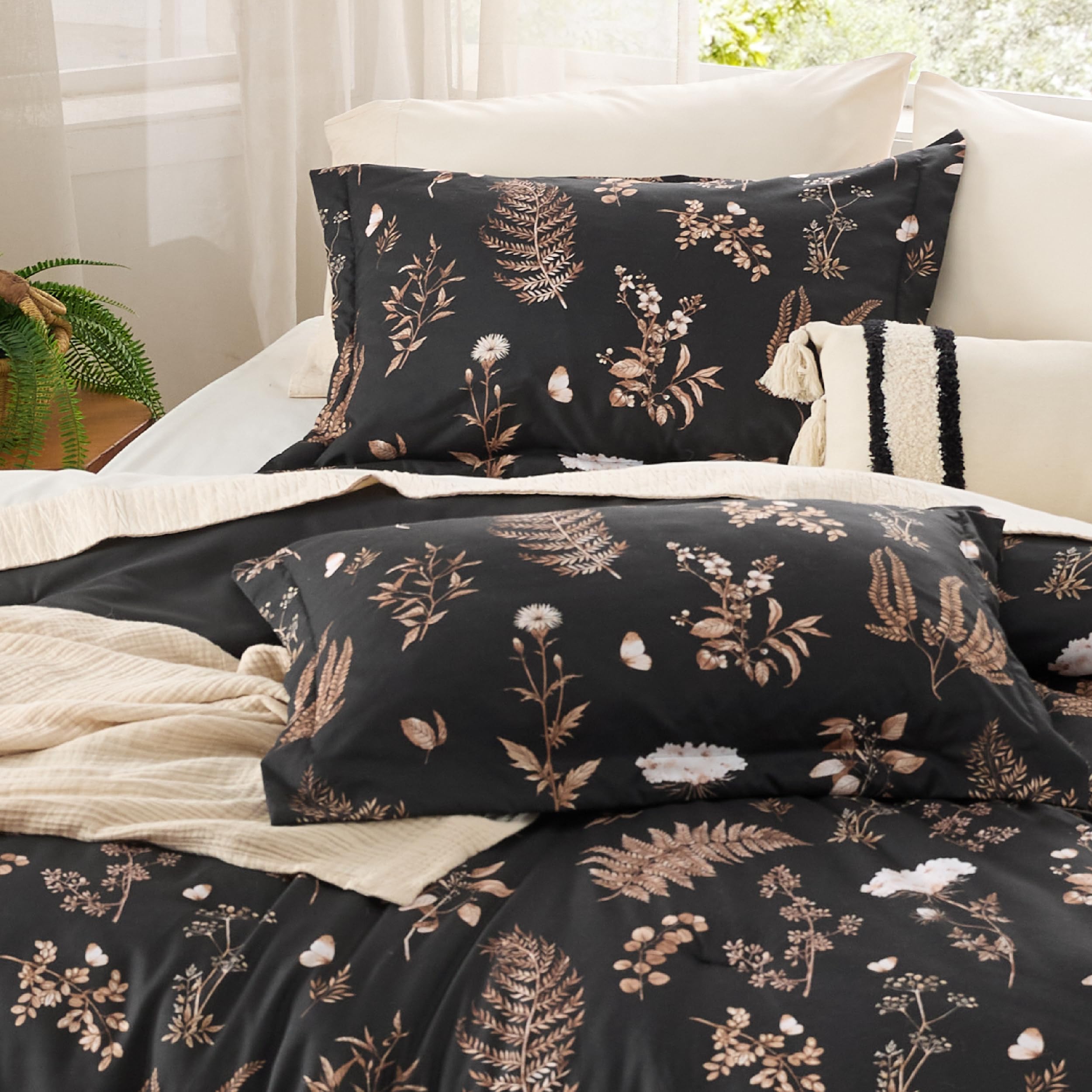 Foto 3 | Juego De Edredón Bedsure Tamaño Doble Con Diseño Botánico Reversible - Venta Internacional