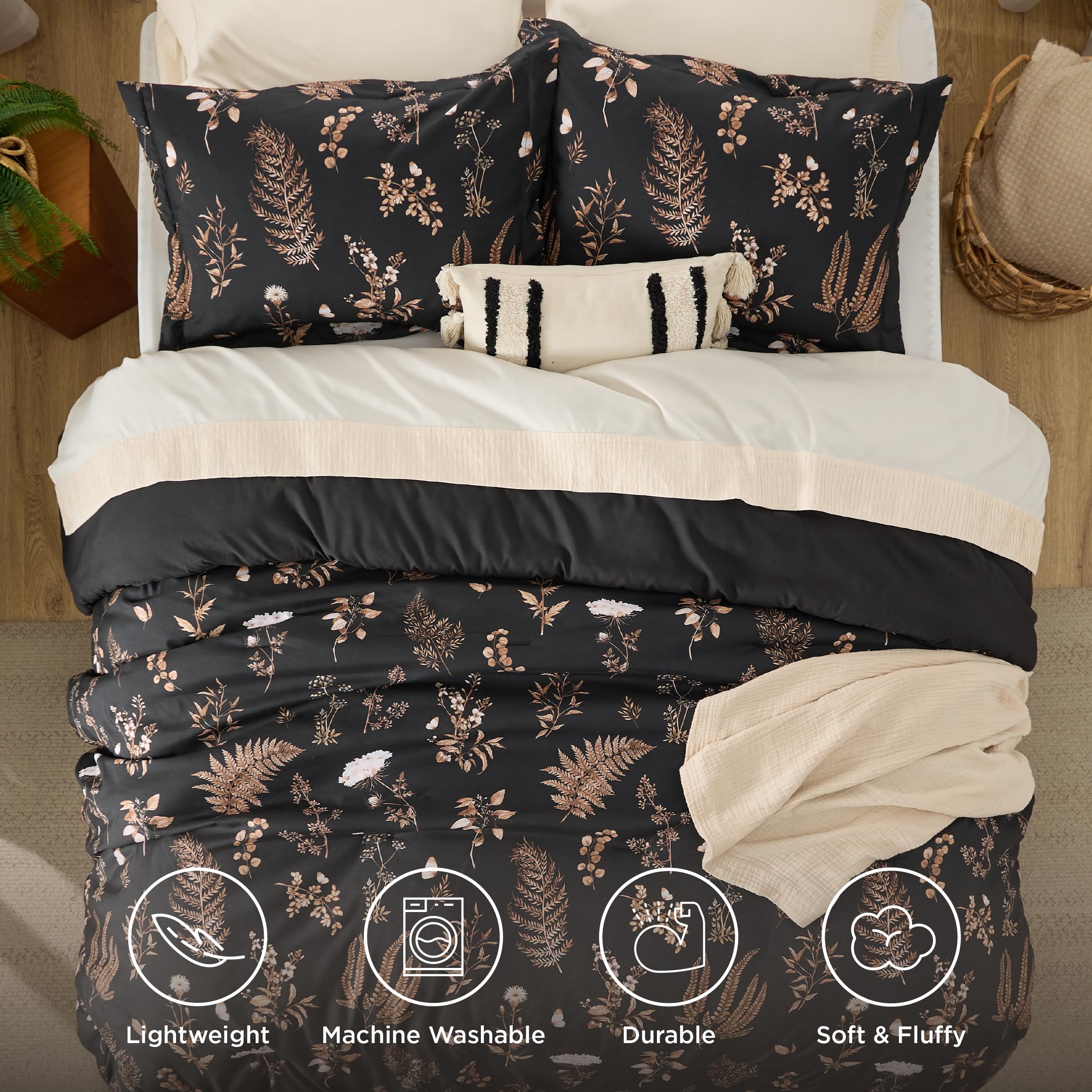 Foto 5 pulgar | Juego De Edredón Bedsure Tamaño Doble Con Diseño Botánico Reversible - Venta Internacional