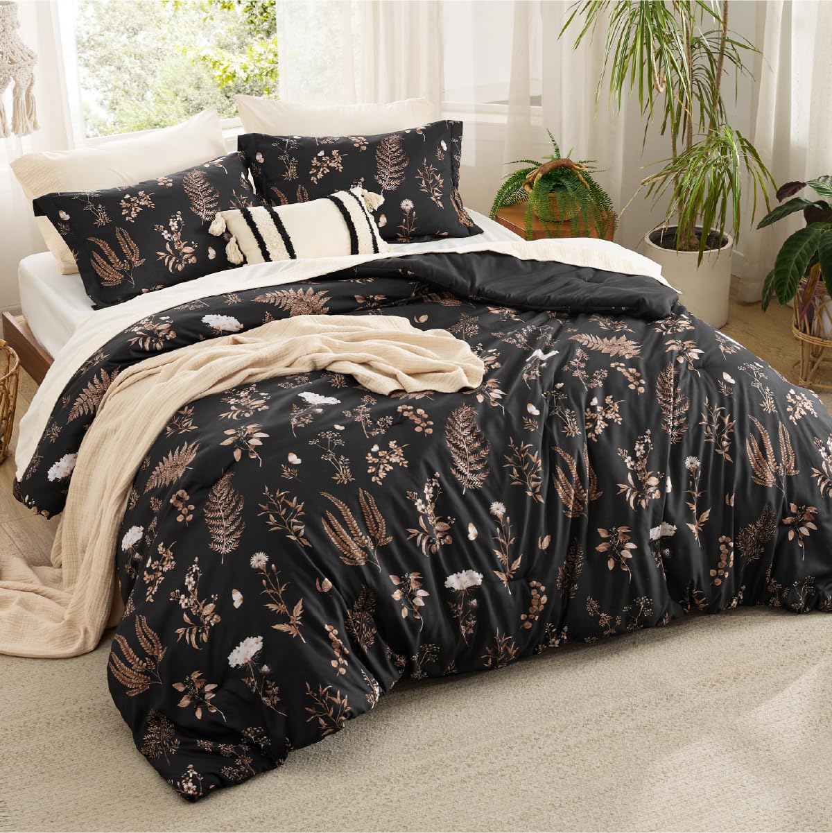 Foto 7 | Juego De Edredón Bedsure Tamaño Doble Con Diseño Botánico Reversible - Venta Internacional