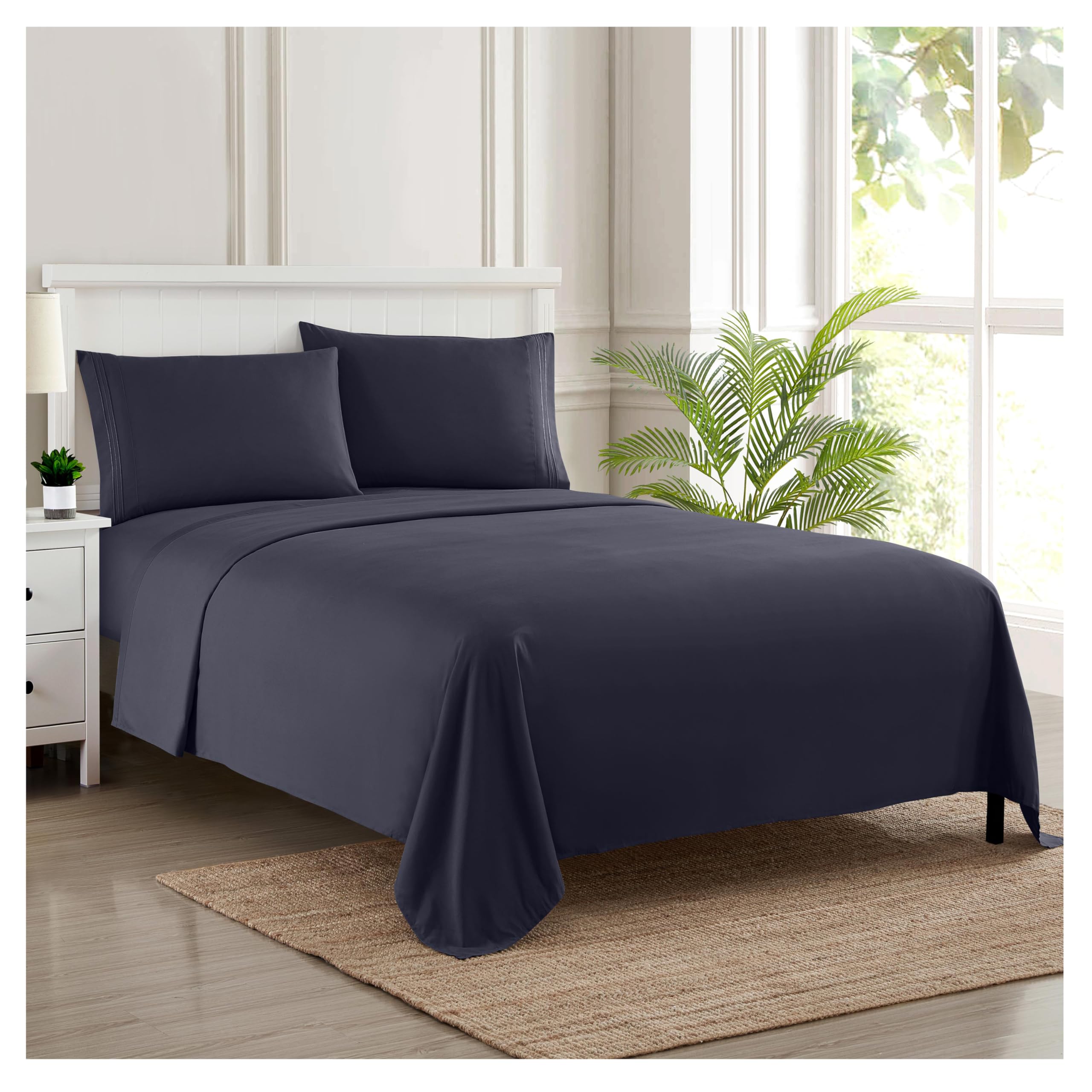 Foto 2 pulgar | Sábanas Sweet Home Collection Rv Short Queen Navy - Venta Internacional.