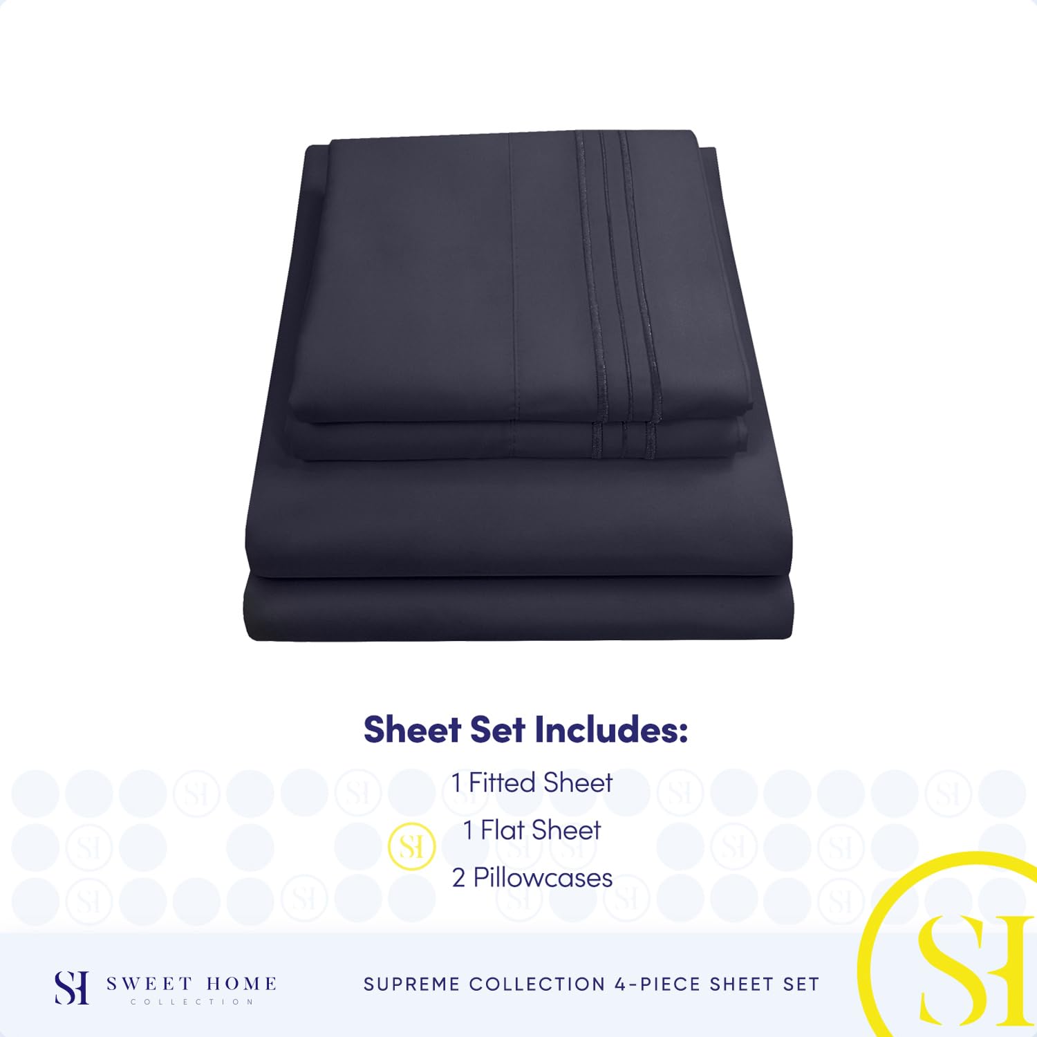 Foto 5 pulgar | Sábanas Sweet Home Collection Rv Short Queen Navy - Venta Internacional.