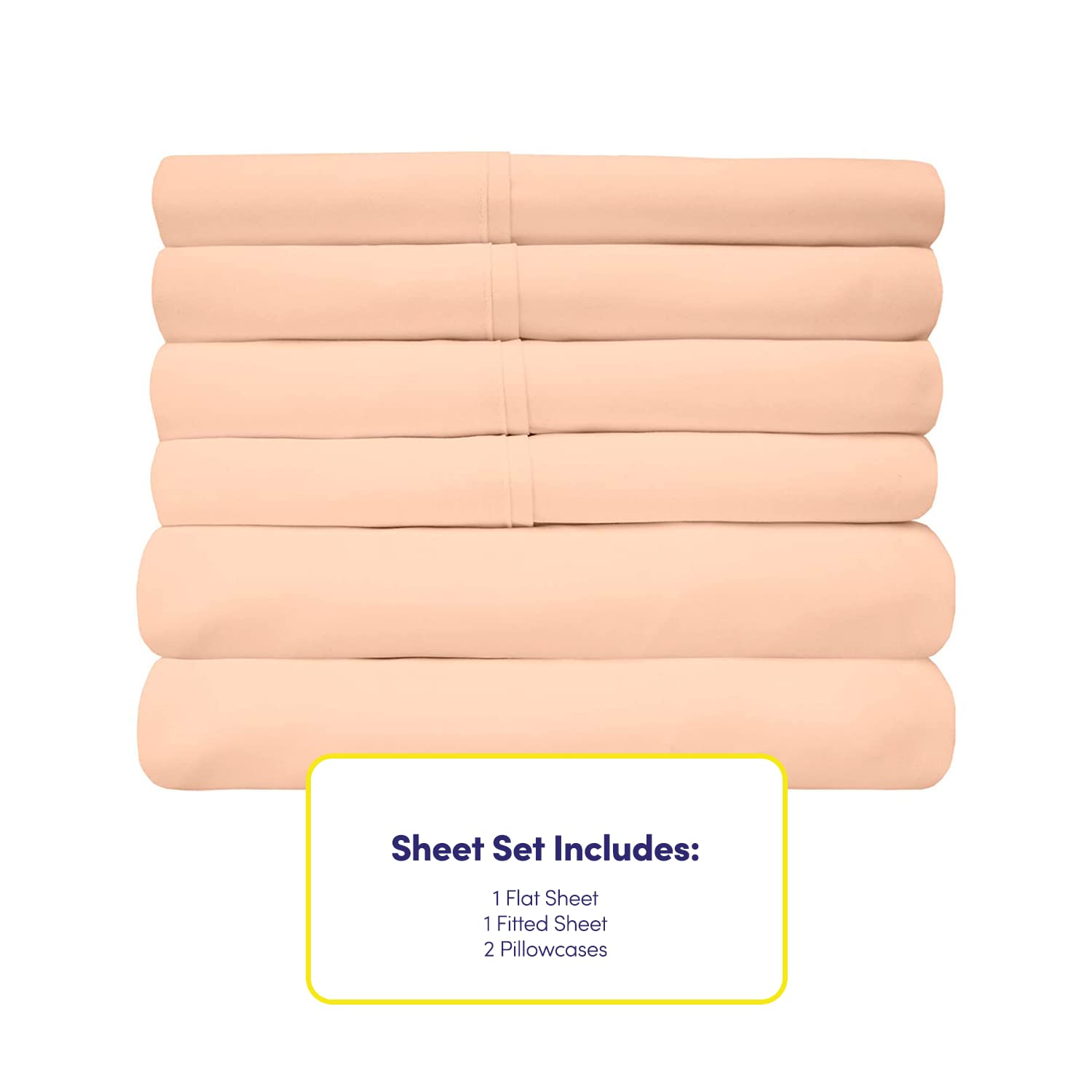 Foto 4 | Juego De Sábanas Sweet Home Collection, Tamaño Doble, Color Melocotón, 6 Piezas - Venta Internacional.