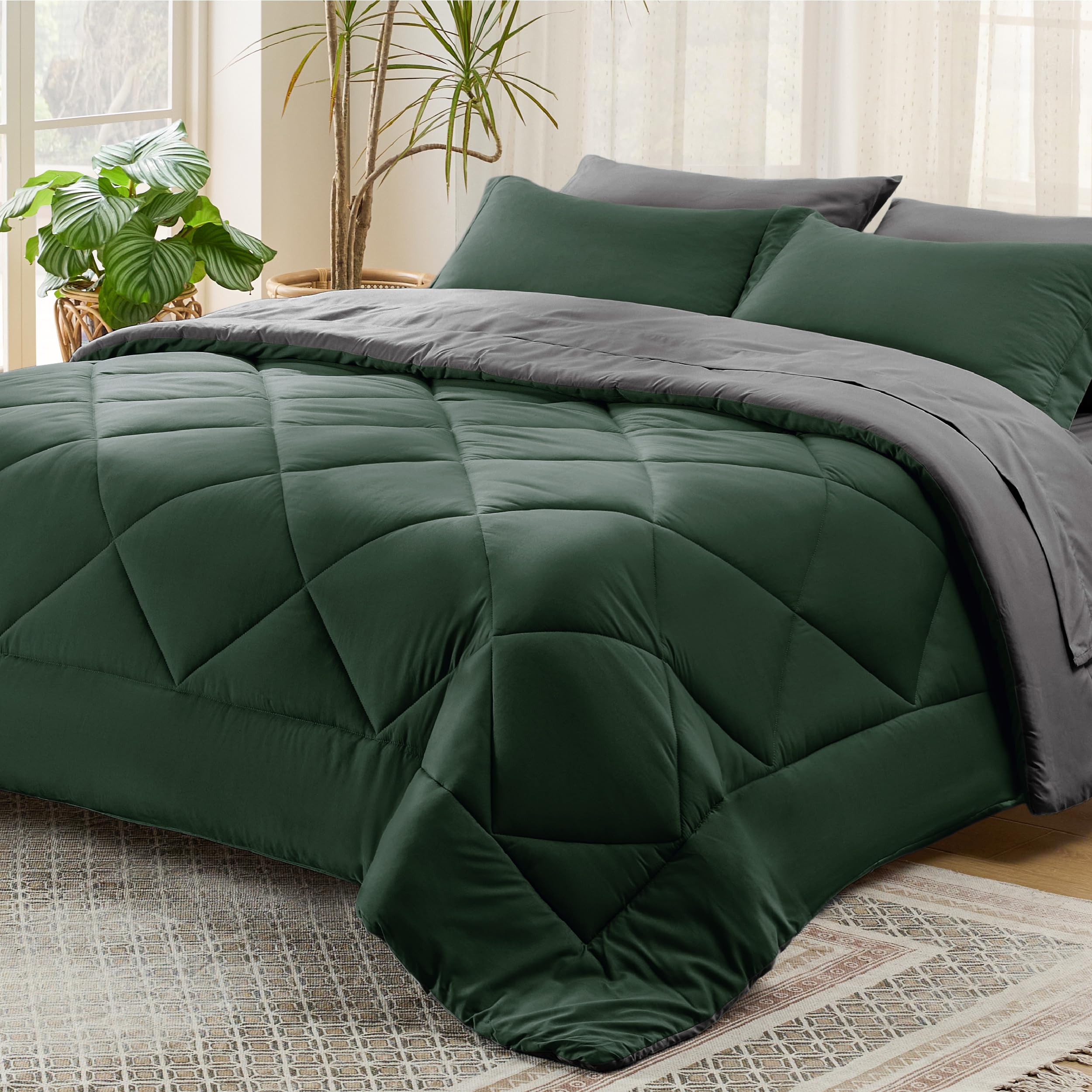 Juego De Cama Bedsure Queen, Edredón Reversible, 7 Piezas - Venta Internacional.