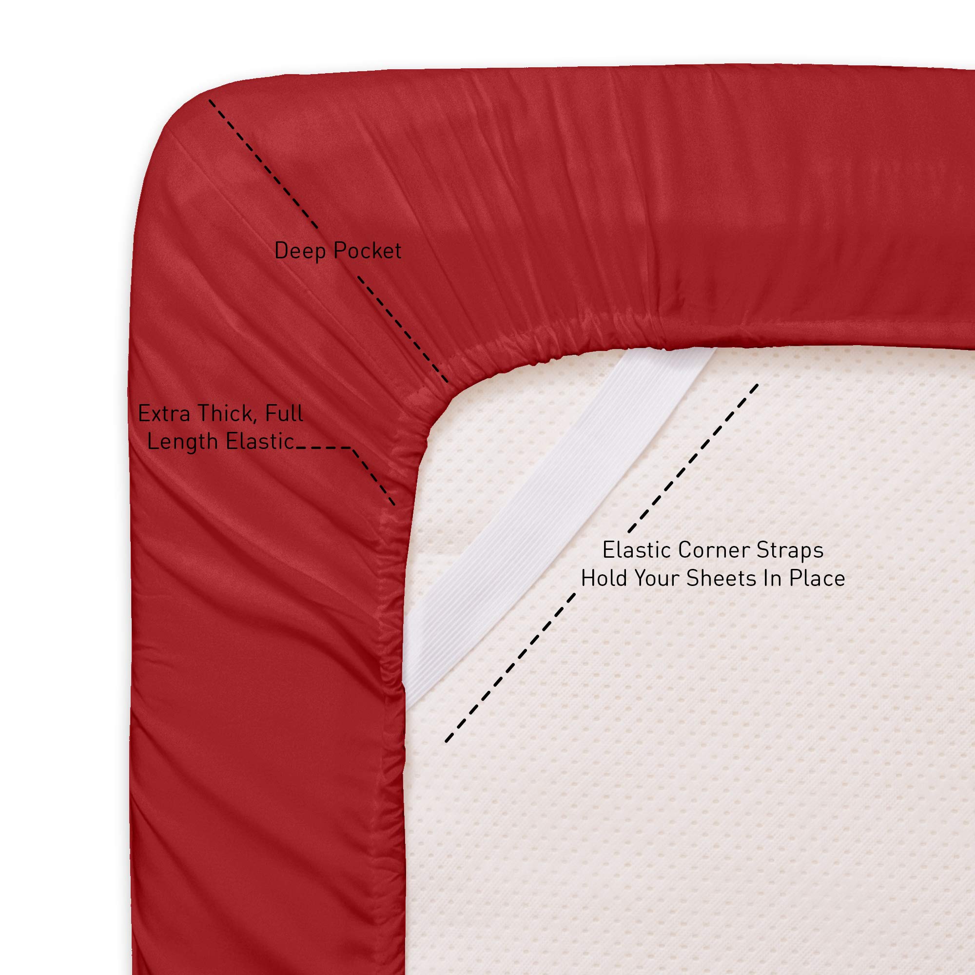 Foto 4 pulgar | Juego de Sábanas Sweet Home Collection 1500 Supreme Twin Rojo - Venta Internacional