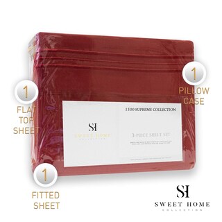 Foto 5 | Juego de Sábanas Sweet Home Collection 1500 Supreme Twin Rojo - Venta Internacional