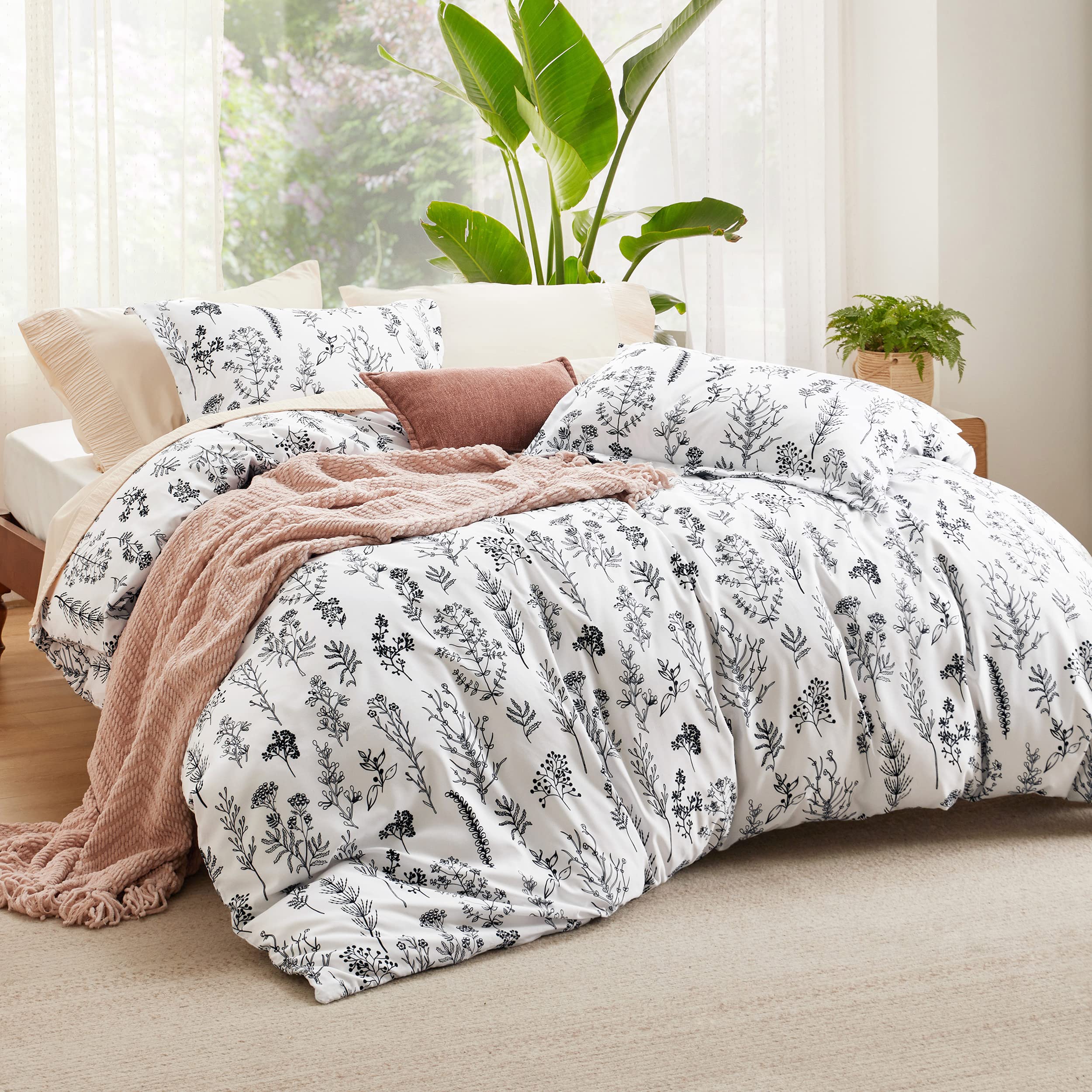Foto 3 pulgar | Juego de Edredón Bedsure Queen Blanco con Estampado Floral 3 Piezas - Venta Internacional