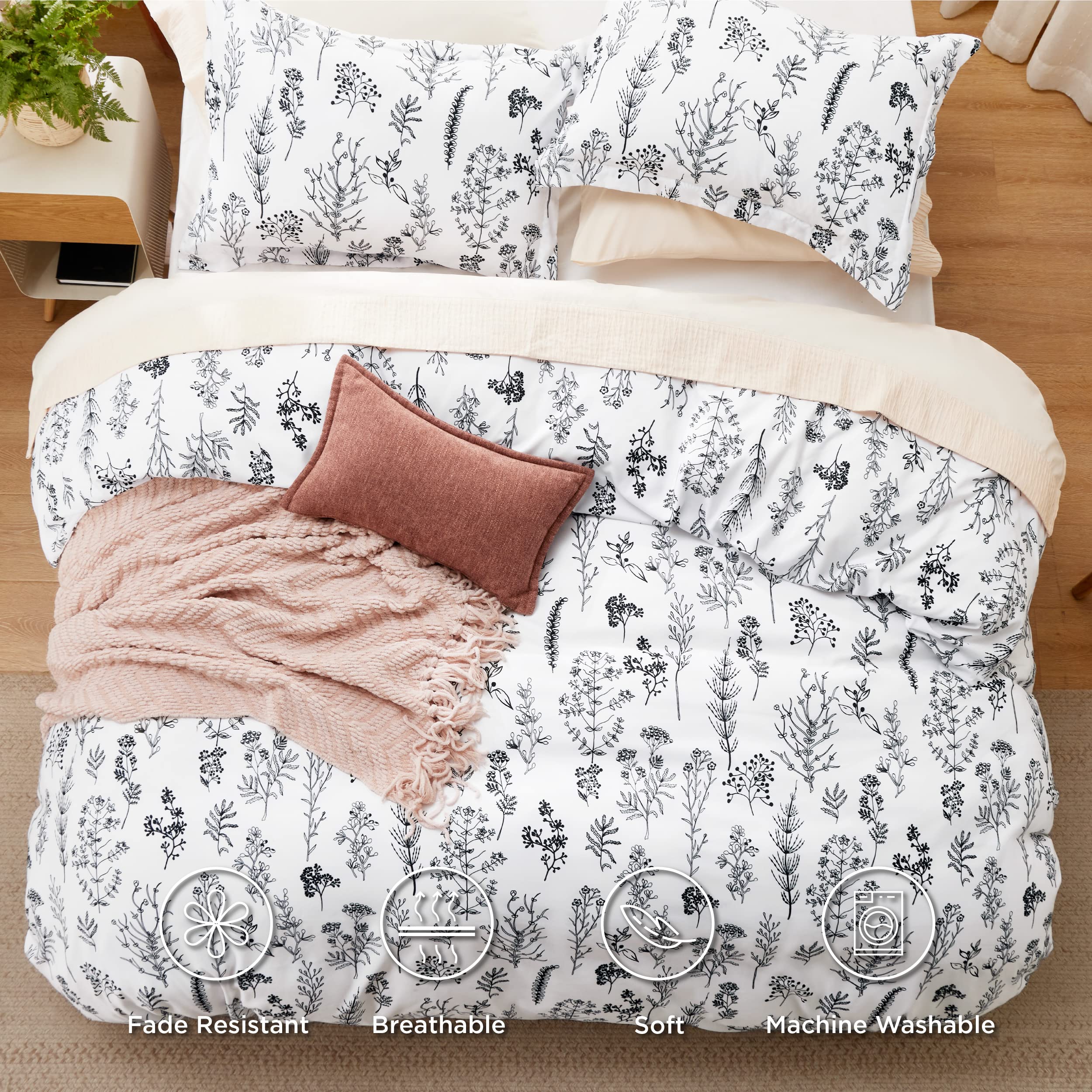 Foto 4 pulgar | Juego de Edredón Bedsure Queen Blanco con Estampado Floral 3 Piezas - Venta Internacional