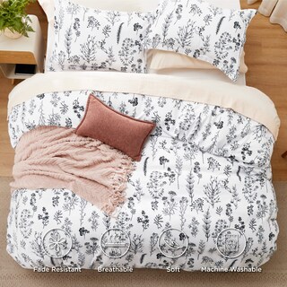 Foto 3 | Juego de Edredón Bedsure Queen Blanco con Estampado Floral 3 Piezas - Venta Internacional