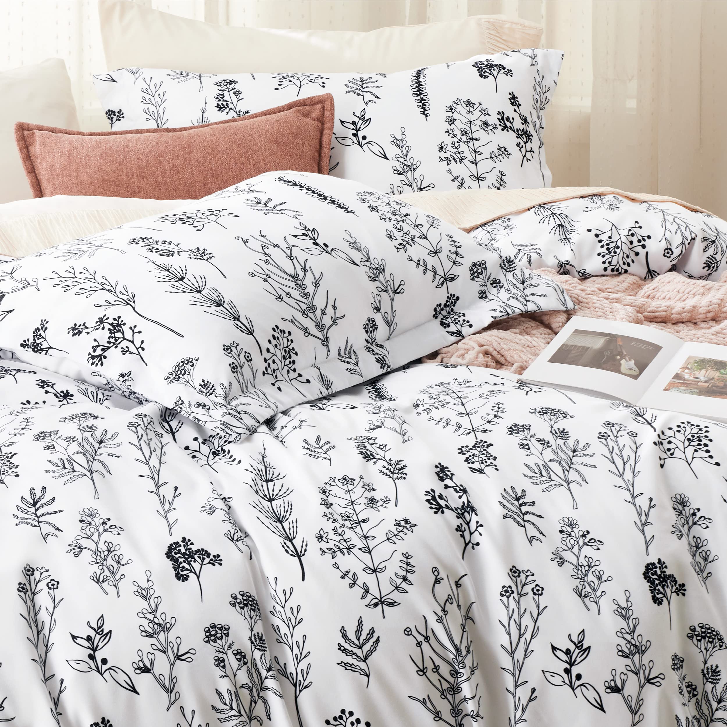 Foto 5 pulgar | Juego de Edredón Bedsure Queen Blanco con Estampado Floral 3 Piezas - Venta Internacional