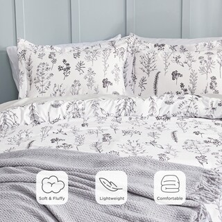 Foto 5 | Juego de Edredón Bedsure Queen Blanco con Estampado Floral 3 Piezas - Venta Internacional