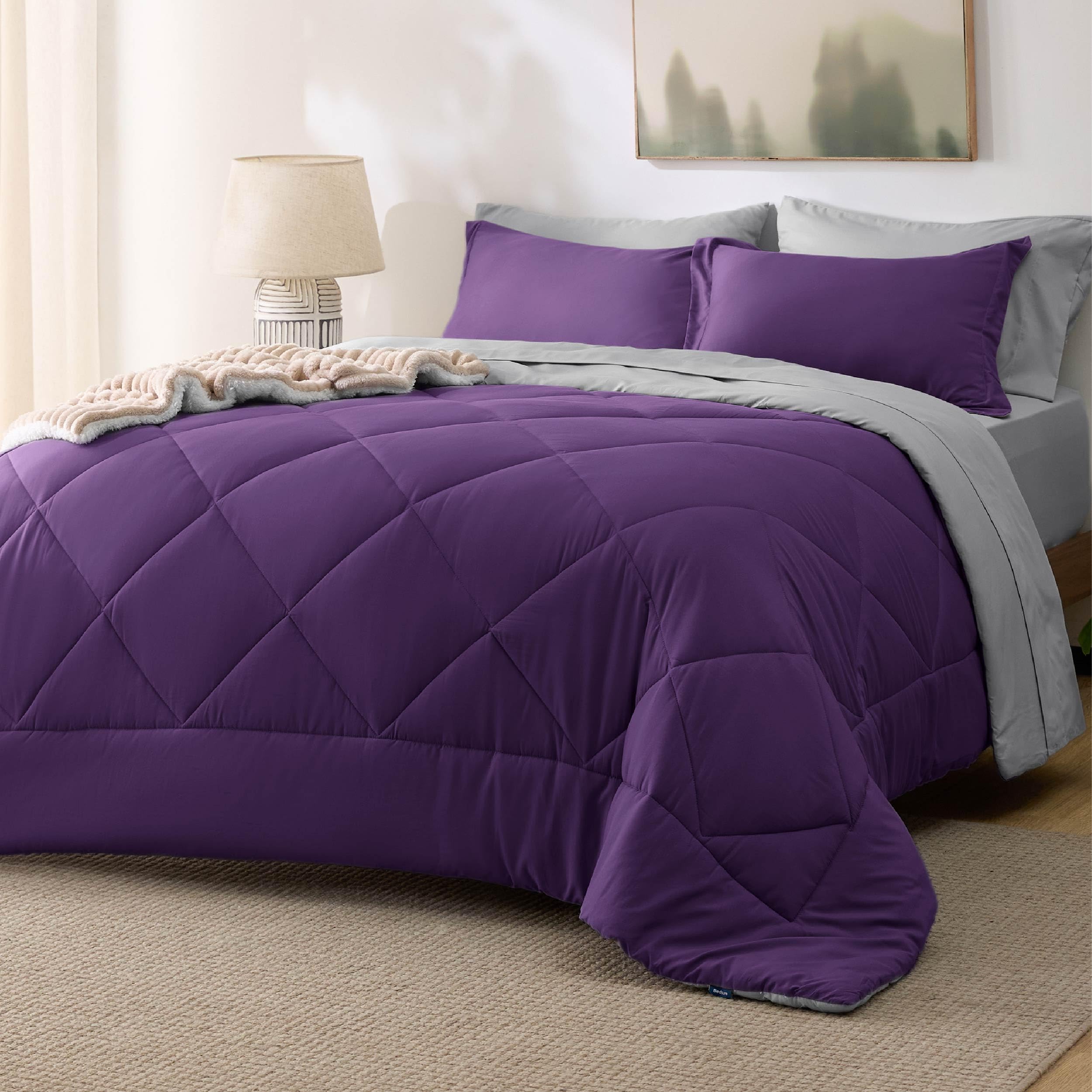 Foto 2 pulgar | Juego de Edredón Bedsure Queen Reversible Morado 7 Piezas - Venta Internacional