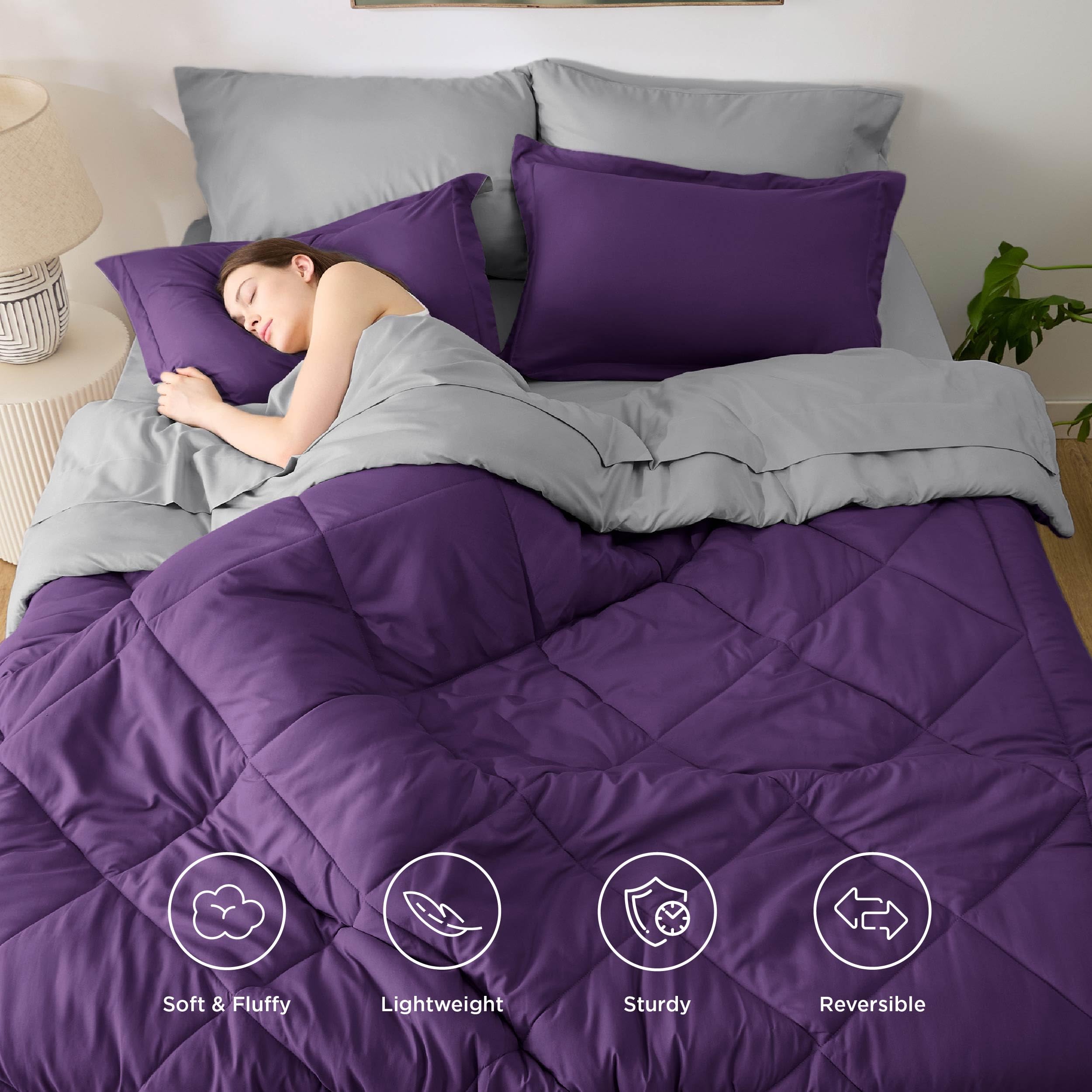 Foto 3 pulgar | Juego de Edredón Bedsure Queen Reversible Morado 7 Piezas - Venta Internacional