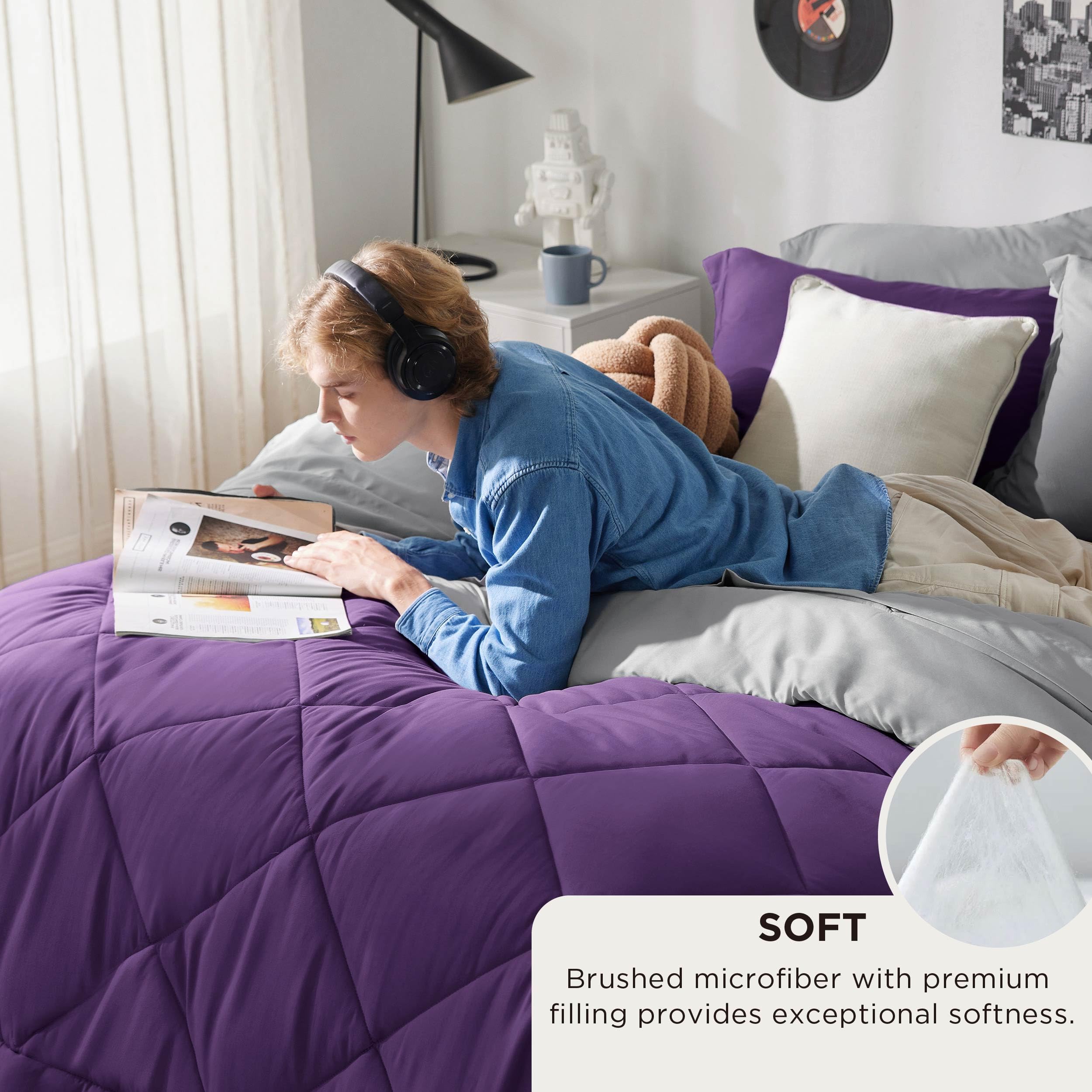 Foto 4 pulgar | Juego de Edredón Bedsure Queen Reversible Morado 7 Piezas - Venta Internacional