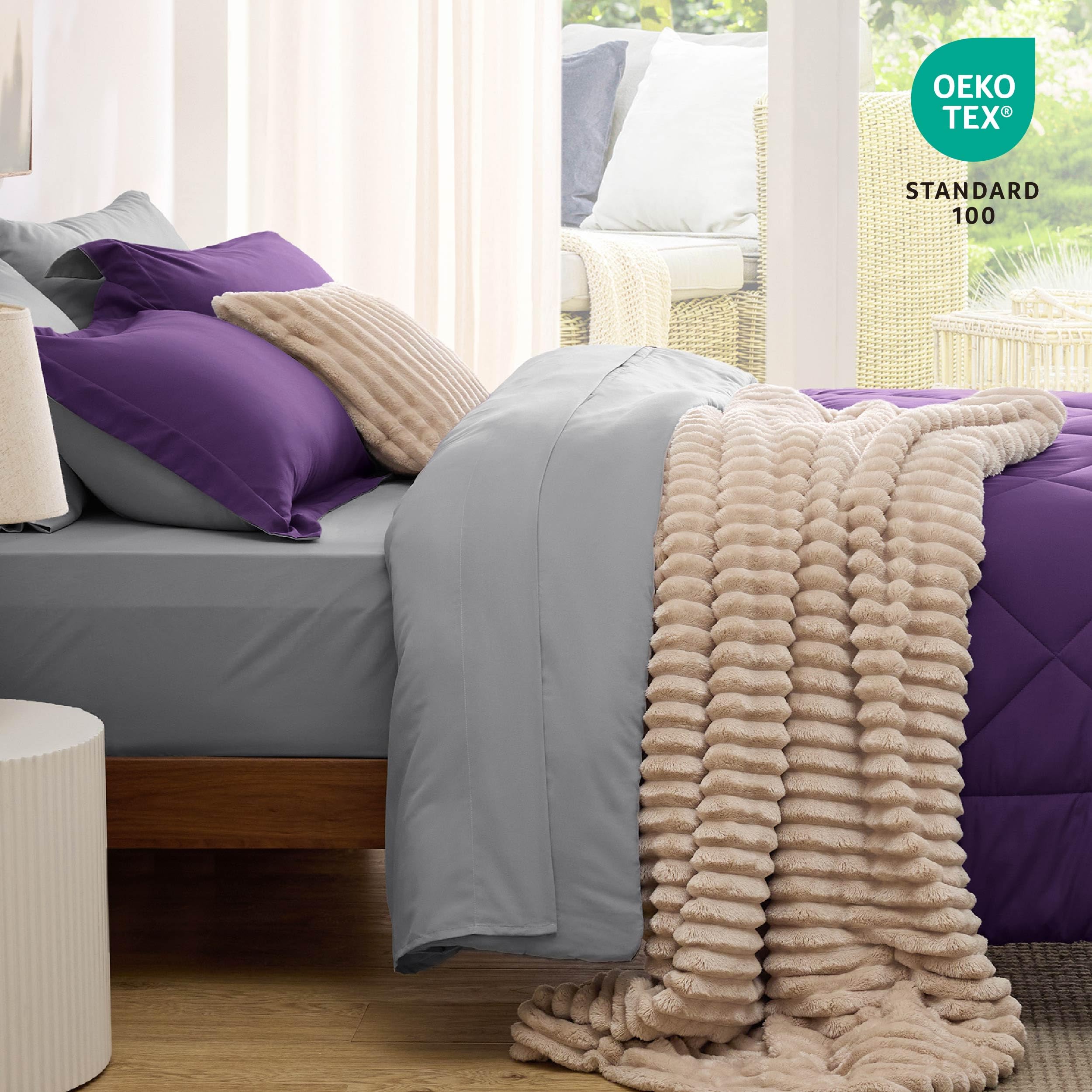Foto 5 pulgar | Juego de Edredón Bedsure Queen Reversible Morado 7 Piezas - Venta Internacional