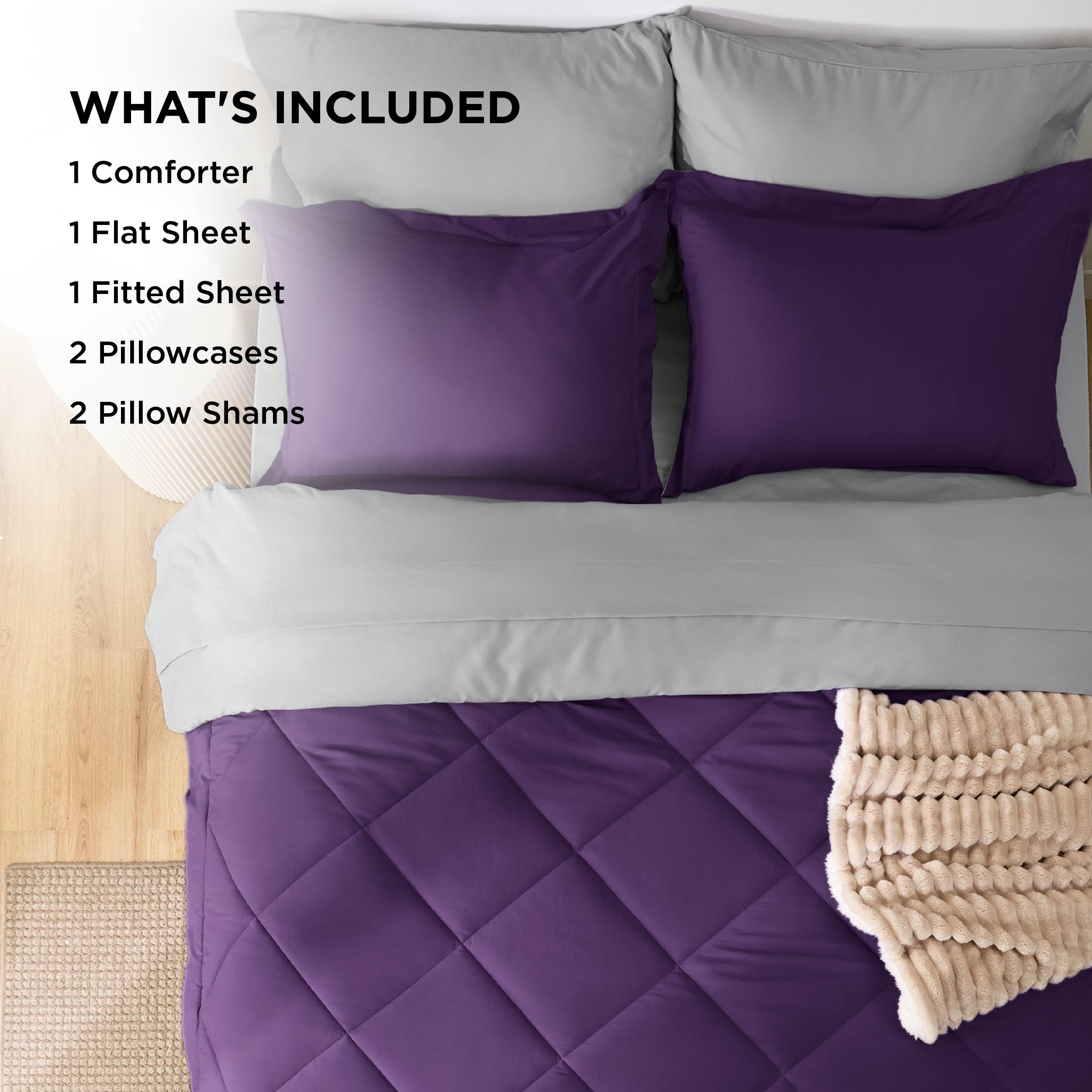 Foto 7 pulgar | Juego de Edredón Bedsure Queen Reversible Morado 7 Piezas - Venta Internacional