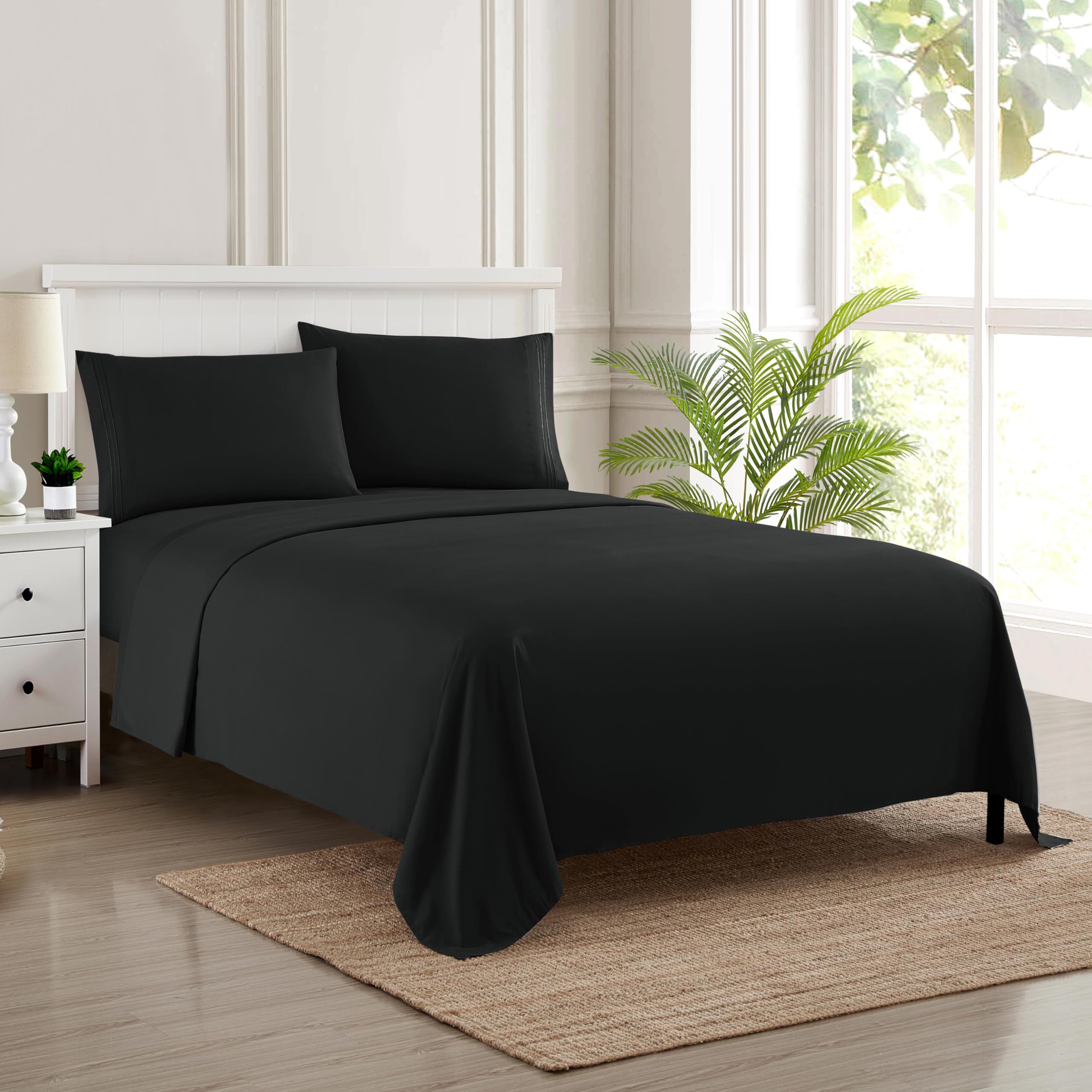 Foto 1 | Sábanas Sweet Home Collection Supreme Queen, Color Negro - Venta Internacional.