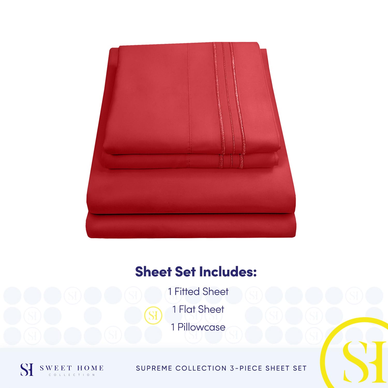 Foto 5 pulgar | Juego De Sábanas Sweet Home Collection 1800 Supreme Twin Red - Venta Internacional.