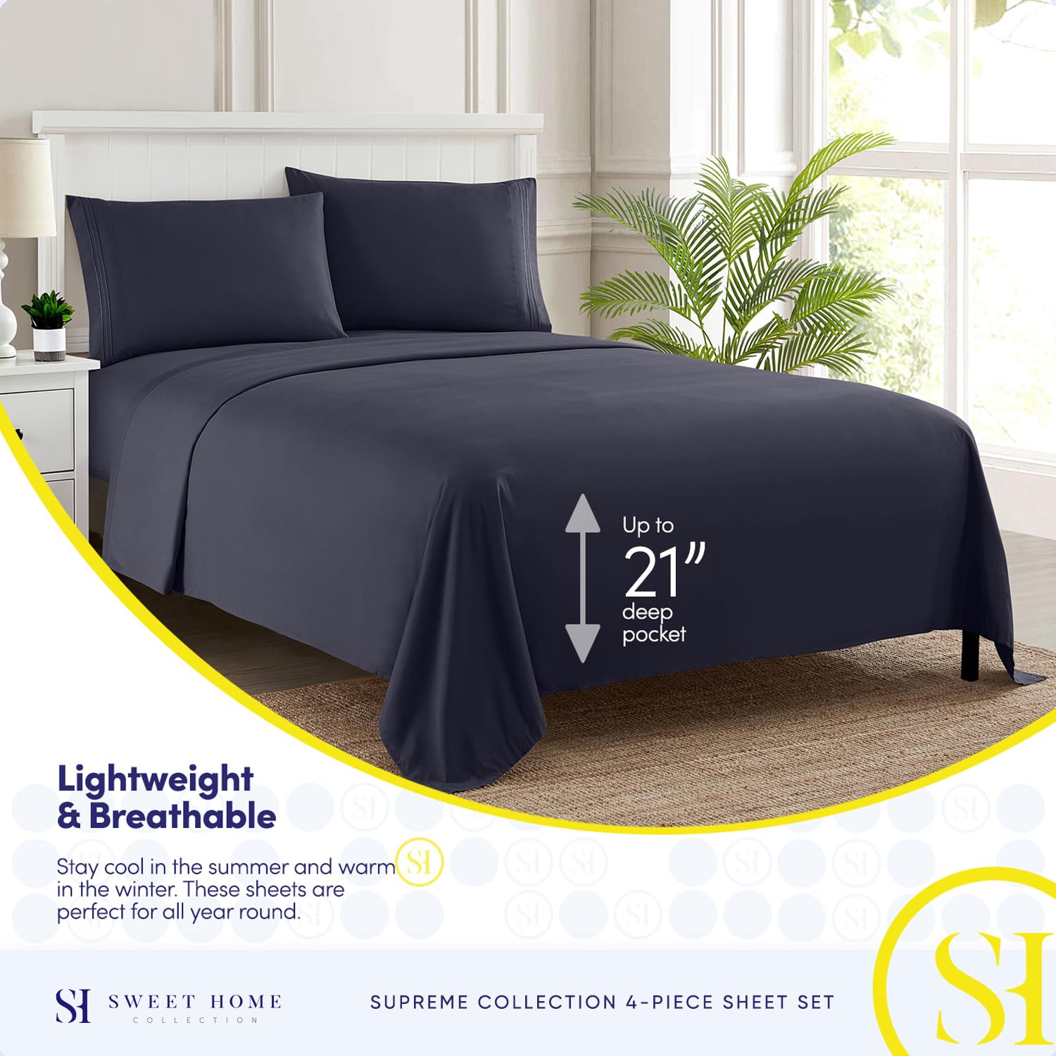 Foto 3 | Juego De Sábanas Sweet Home Collection 1800 Supreme Twin Navy - Venta Internacional.