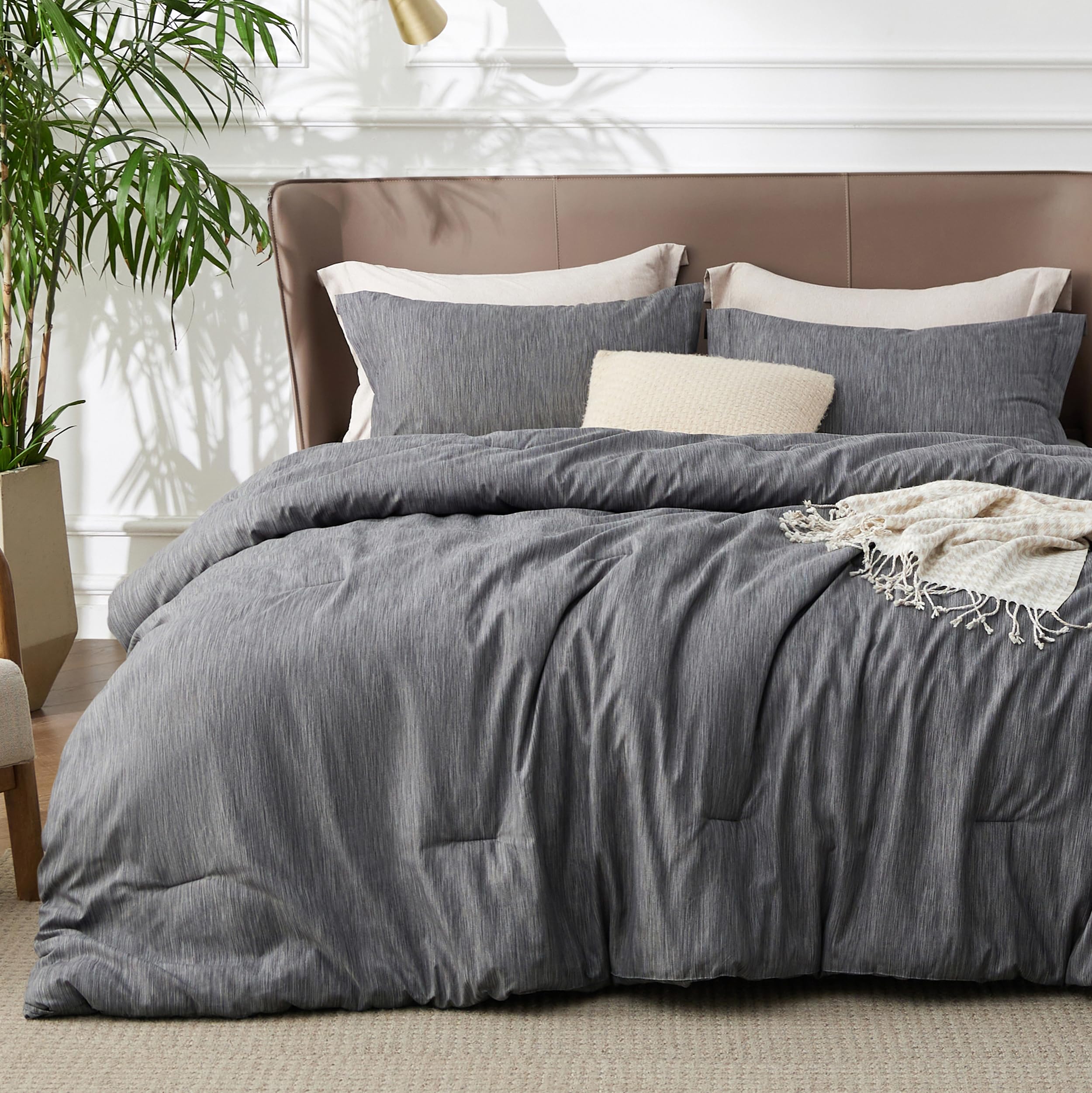 Juego de Edredón Bedsure California King Gris Oscuro 3 Piezas - Venta Internacional