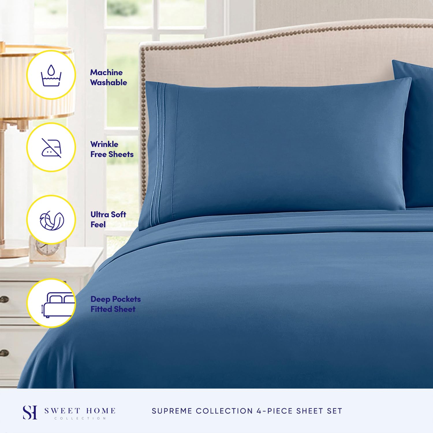 Foto 2 | Juego De Sábanas Sweet Home Collection Split King Denim - Venta Internacional.