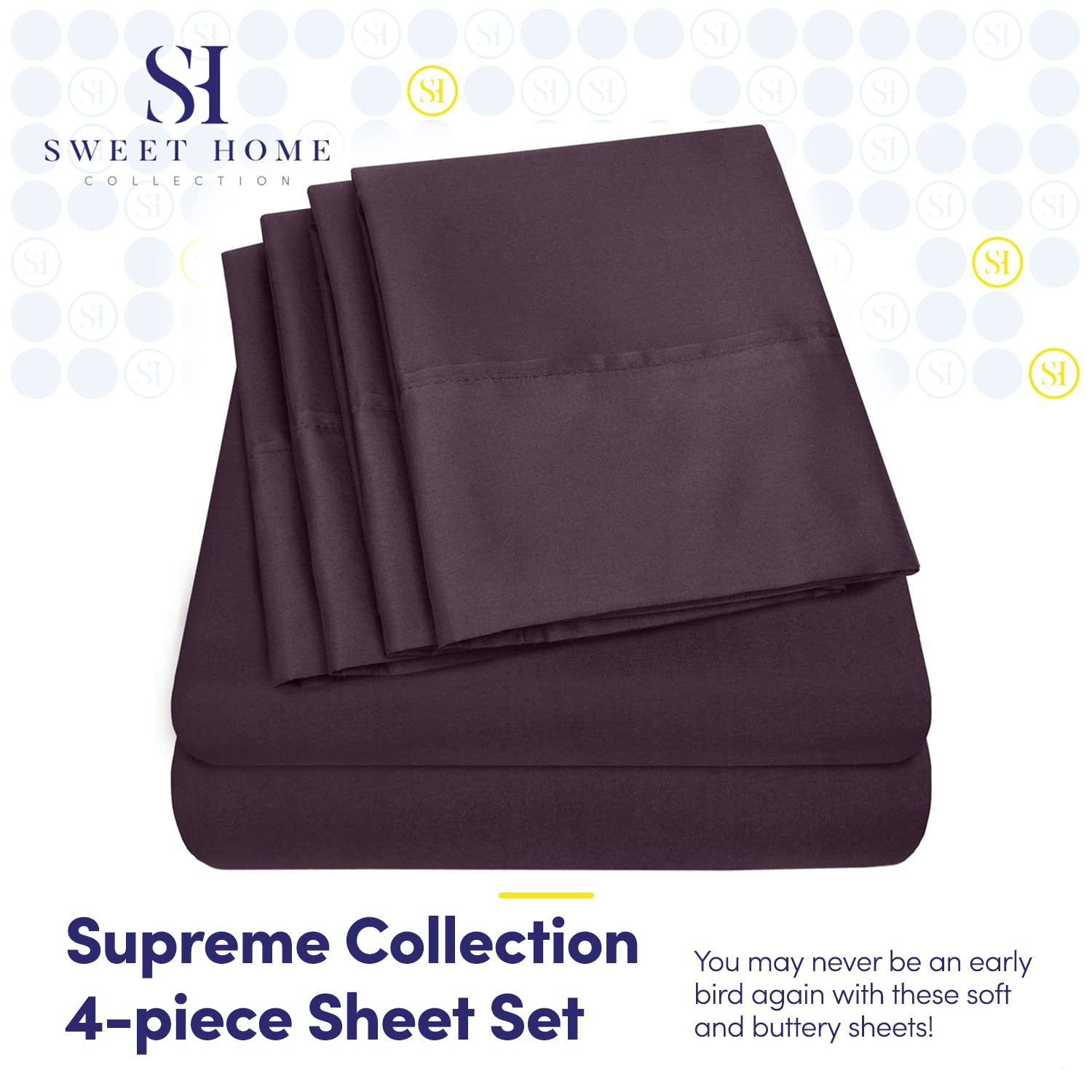 Foto 2 | Sábanas Sweet Home Collection 1500 Supreme Twin Purple - Venta Internacional.