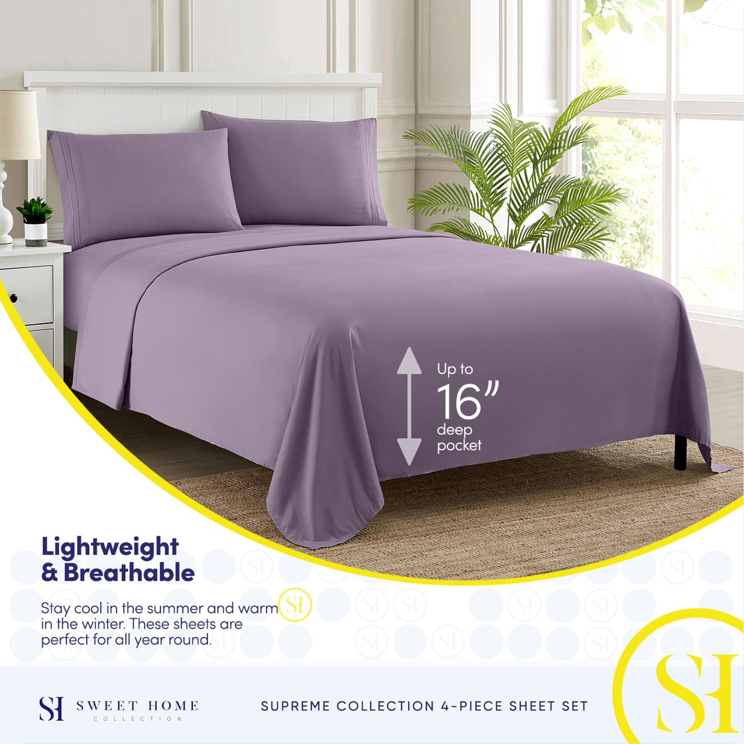 Foto 4 pulgar | Juego De Sábanas Sweet Home Collection 1800 Supreme Twin Plum - Venta Internacional.