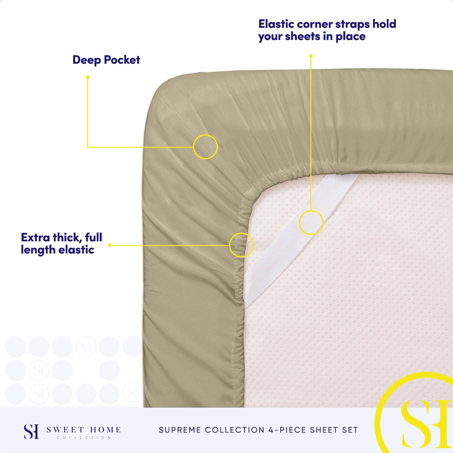 Foto 6 pulgar | Sábanas Sweet Home Collection Rv Short Queen Sage - Venta Internacional.