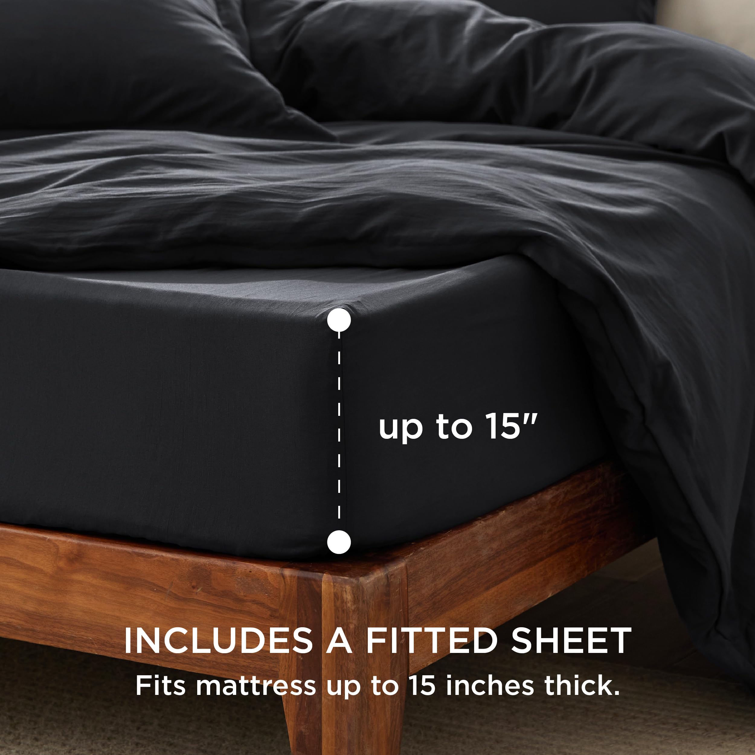 Foto 3 pulgar | Juego de Cama Bedsure King con Sábana Bajera Negro - Venta Internacional