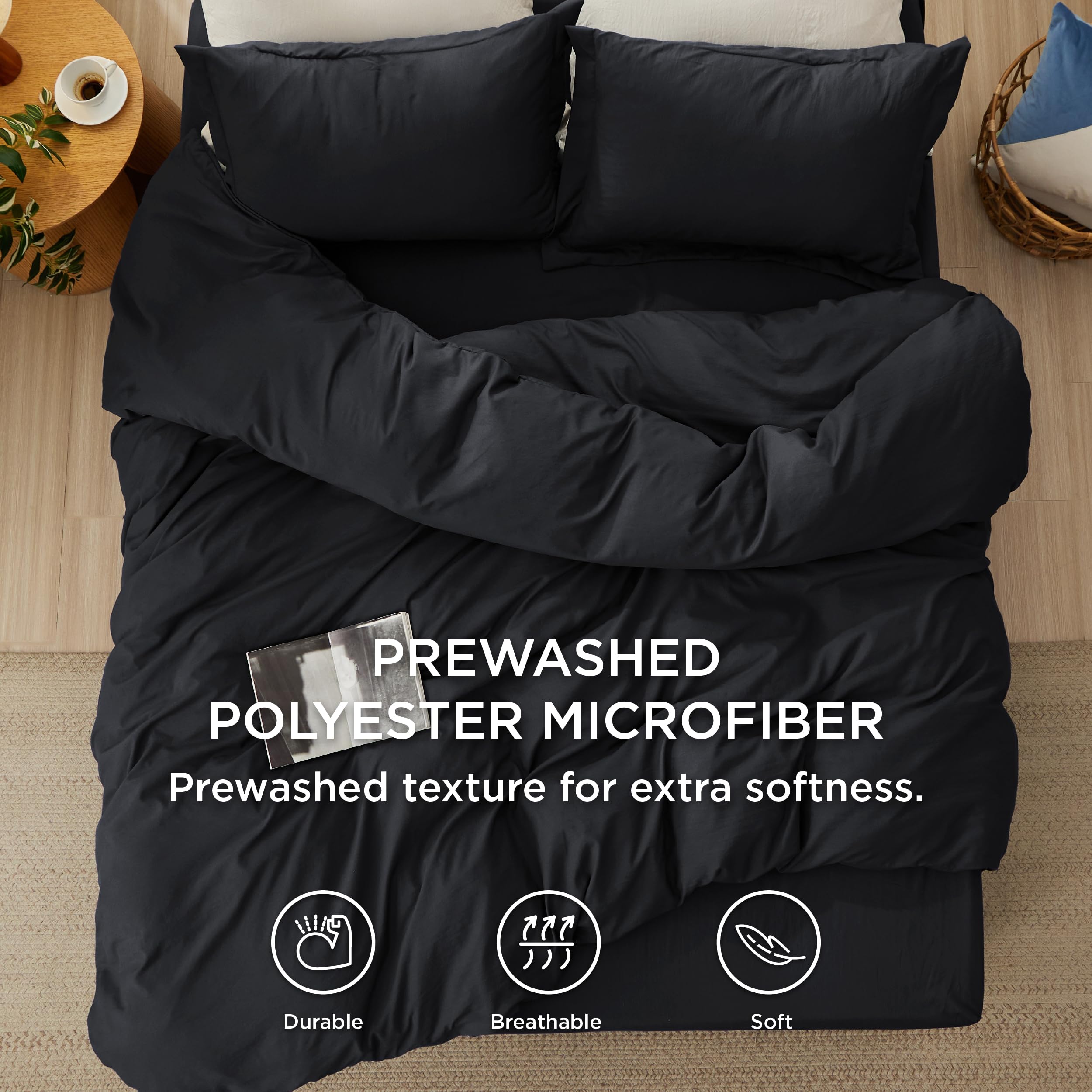 Foto 4 pulgar | Juego de Cama Bedsure King con Sábana Bajera Negro - Venta Internacional