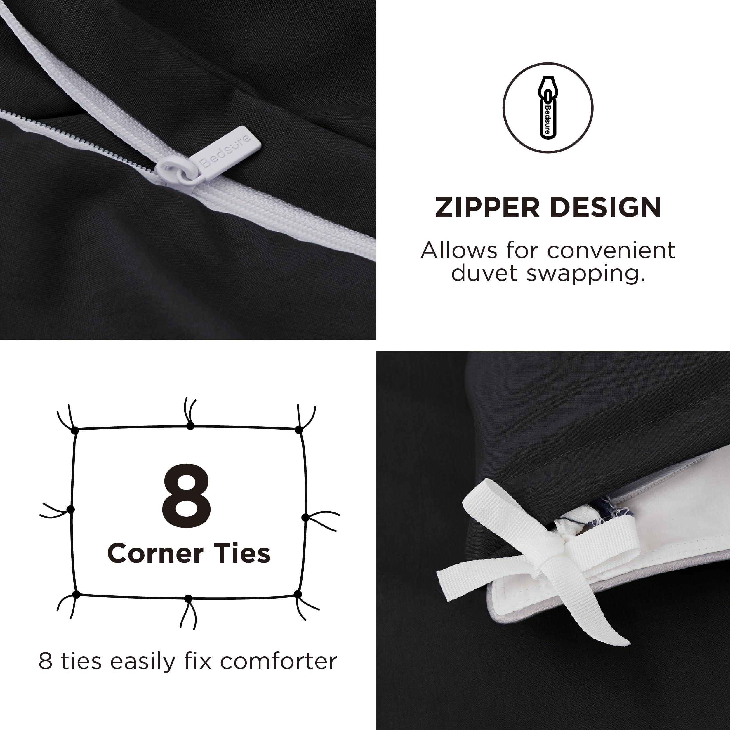 Foto 6 pulgar | Juego de Cama Bedsure King con Sábana Bajera Negro - Venta Internacional