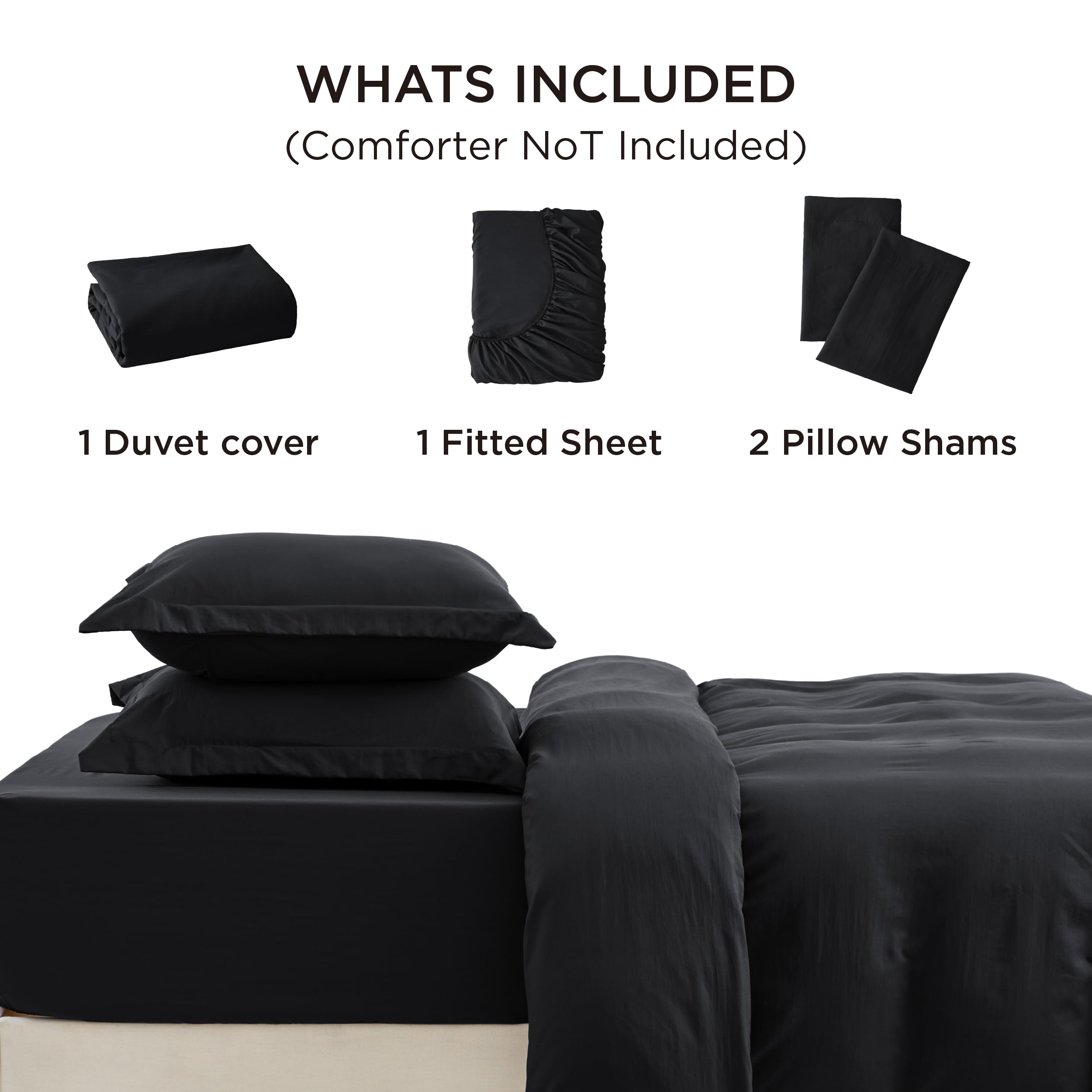 Foto 8 pulgar | Juego de Cama Bedsure King con Sábana Bajera Negro - Venta Internacional