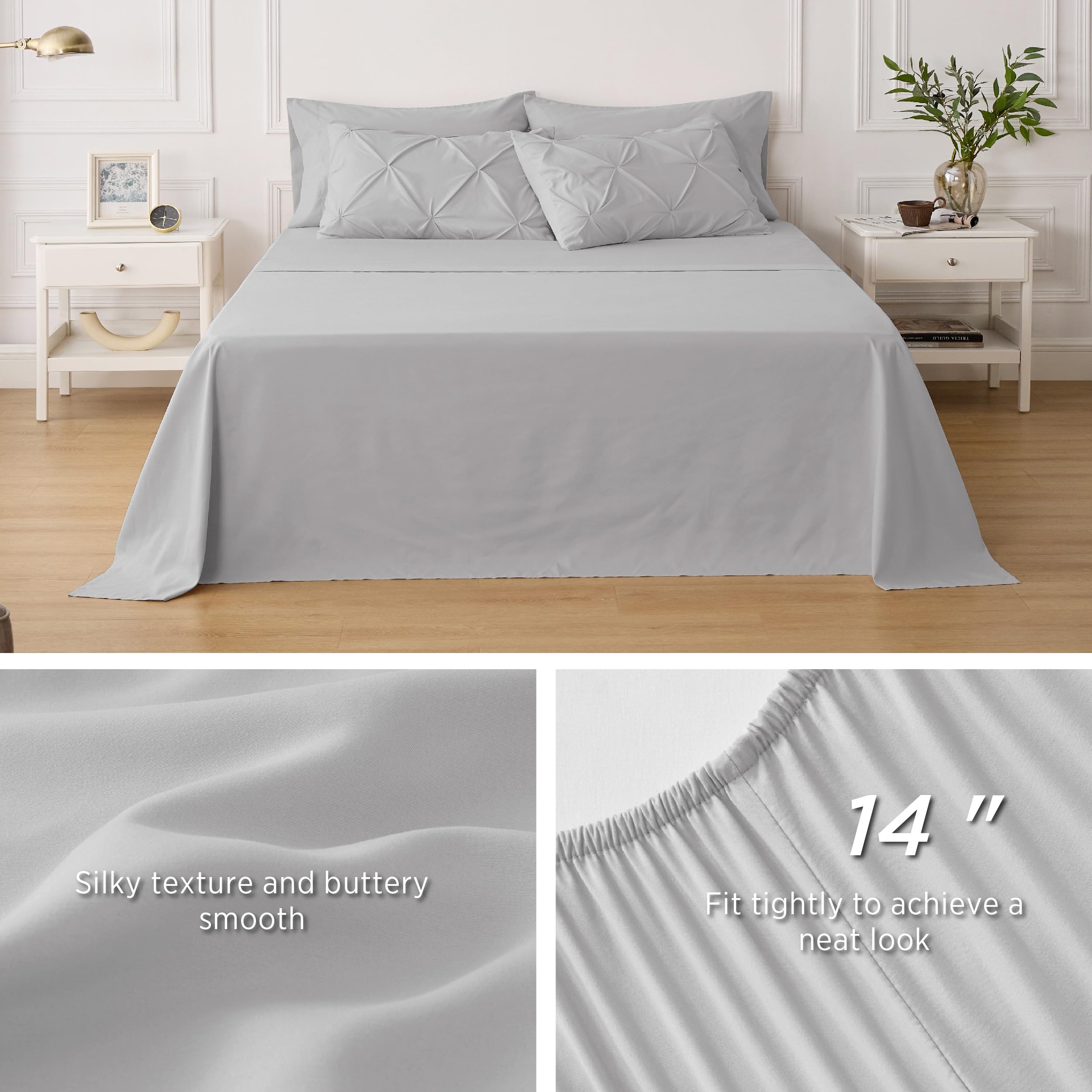 Foto 6 | Juego De Edredón Bedsure King Size, Gris Claro, 7 Piezas - Venta Internacional.