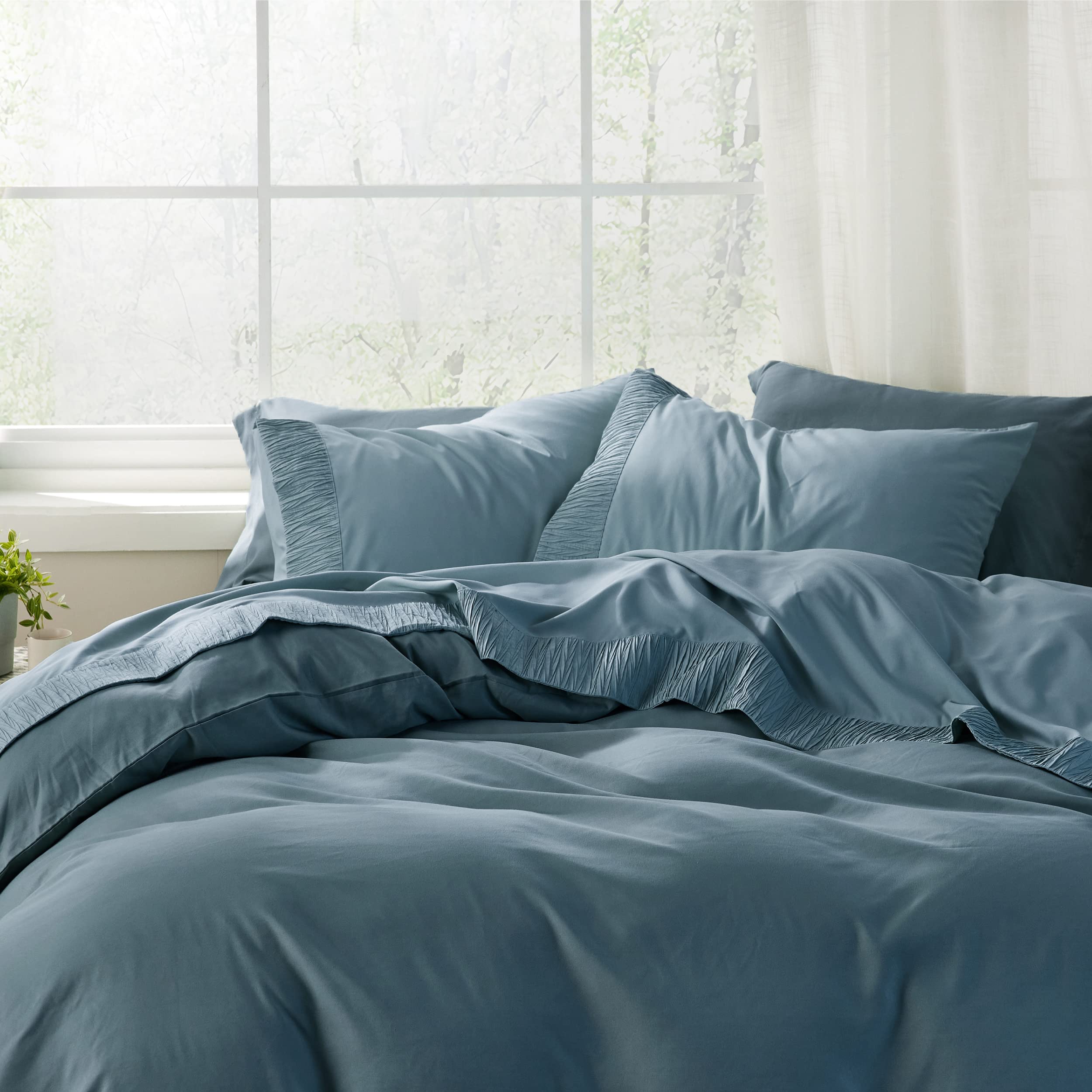 Foto 3 | Juego De Sábanas Bedsure De Poliéster Azul Mineral, Tamaño Queen - Venta Internacional.