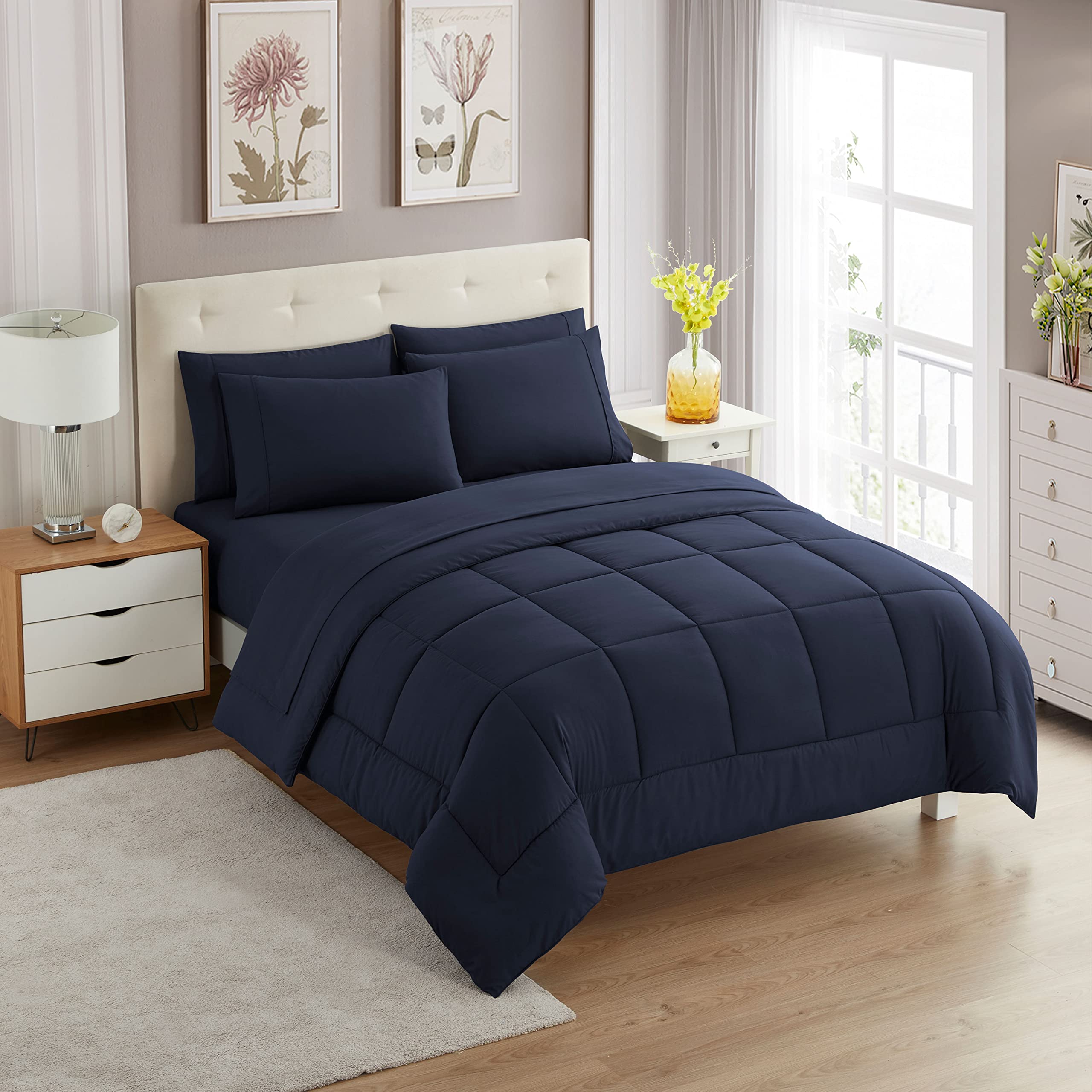Foto 1 | Set De Edredón Sweet Home Collection De 7 Piezas Navy Queen - Venta Internacional.