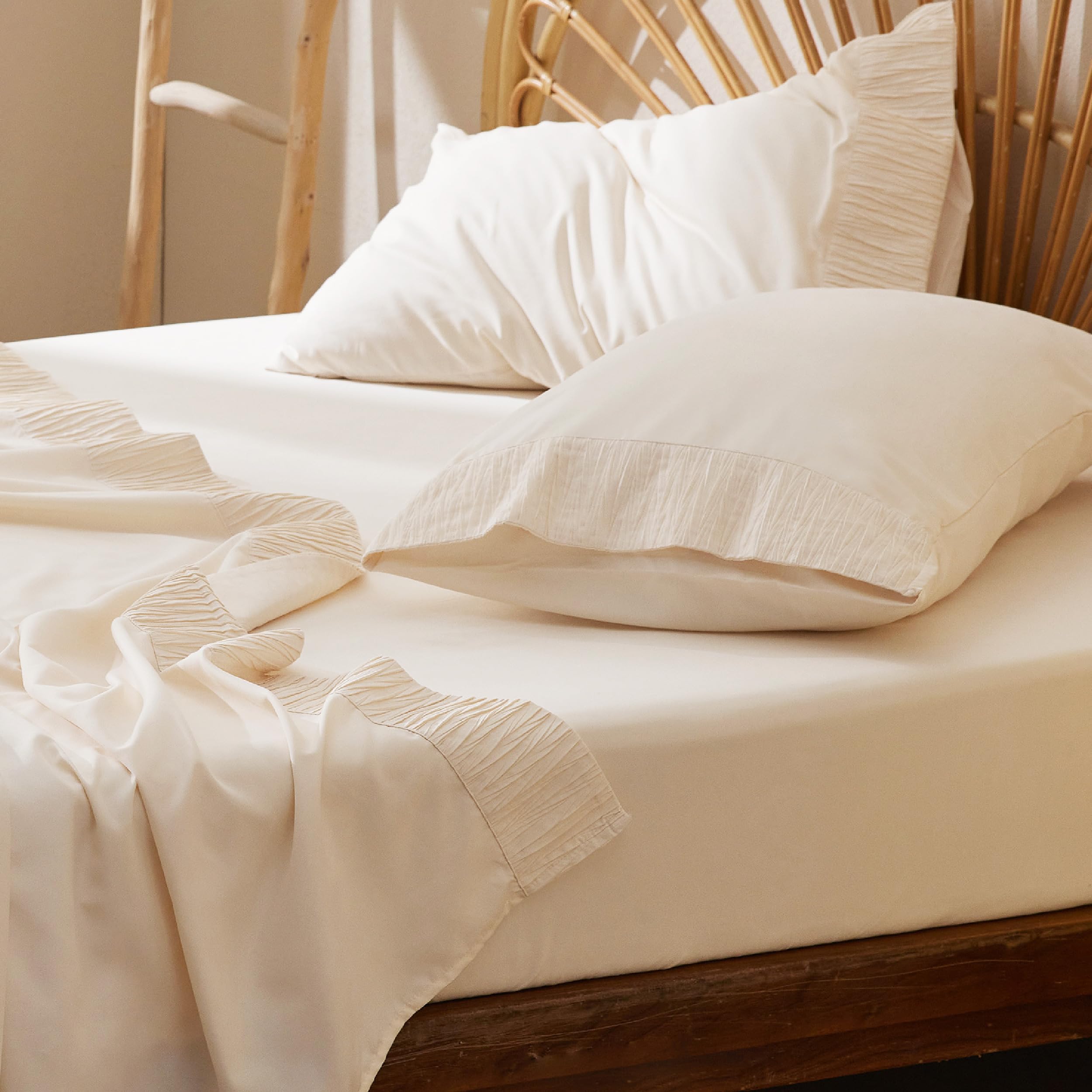 Foto 4 | Juego De Sábanas Bedsure Queen Size, 4 Piezas, Poliéster, Color Beige - Venta Internacional.