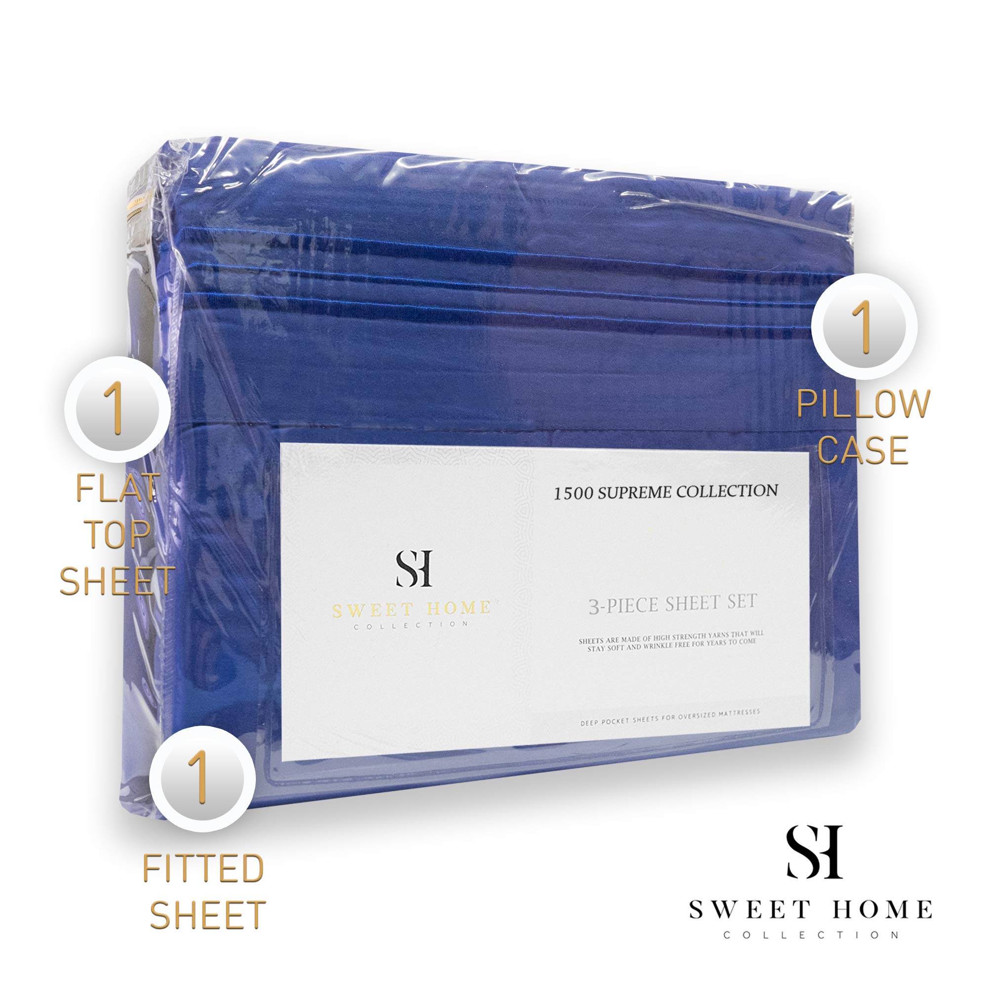 Foto 5 | Juego De Sábanas Sweet Home Collection 1500 Supreme Twin Xl Azul - Venta Internacional.