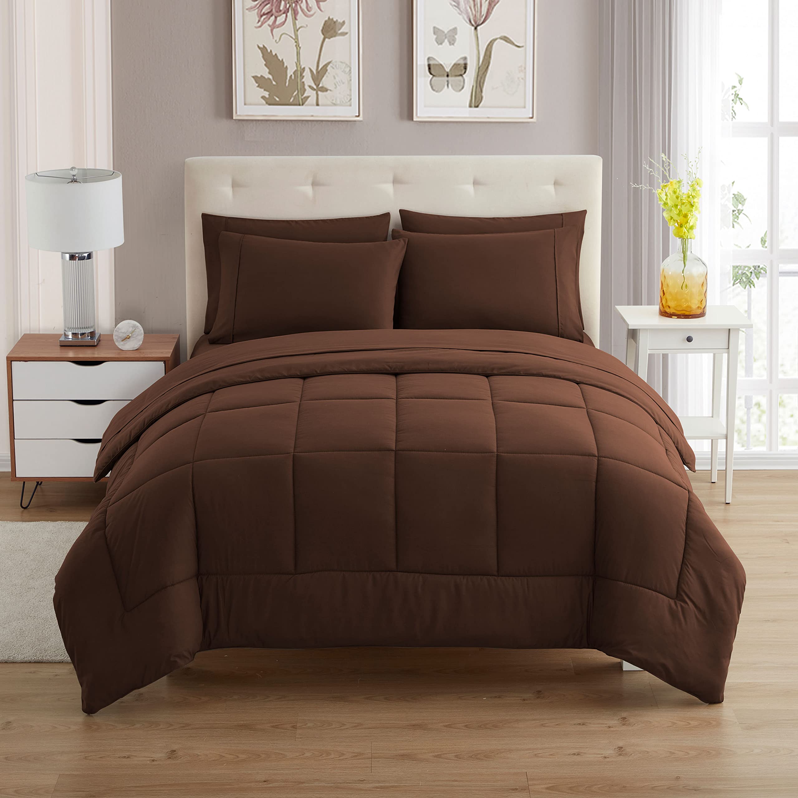 Foto 3 pulgar | Juego De Edredón Doble Con Sábanas, Colección De Ropa De Cama De 5 Piezas, Color Marrón - Venta Internacional.