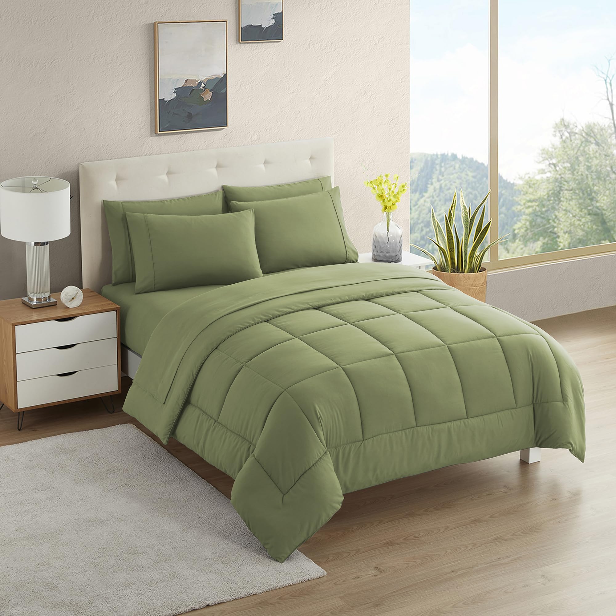 Foto 2 pulgar | Set De Edredón Sweet Home Collection Rv Short Queen Sage - Venta Internacional.