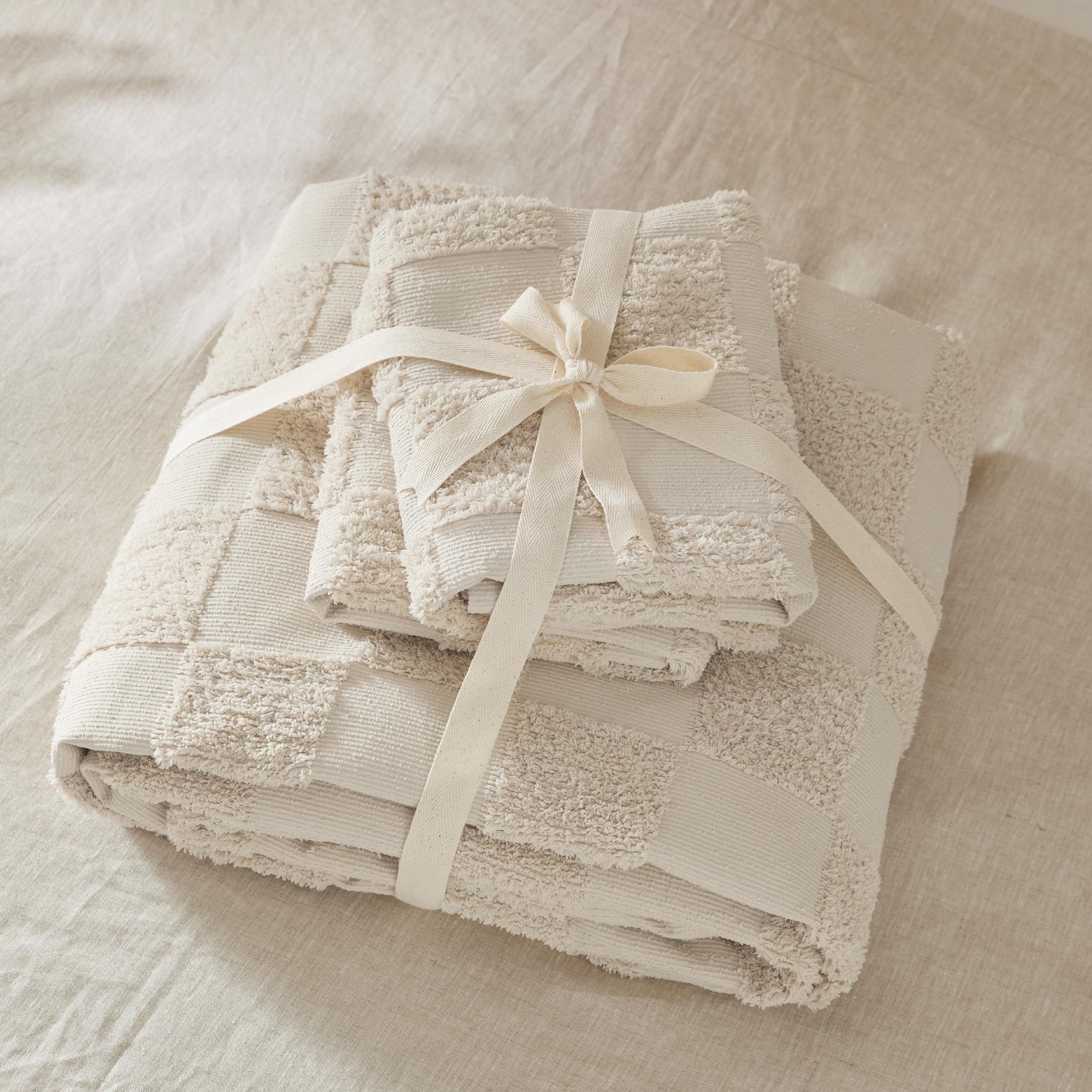 Foto 6 | Juego De Funda De Edredón Bedsure Boho Beige Jacquard King A Cuadros - Venta Internacional