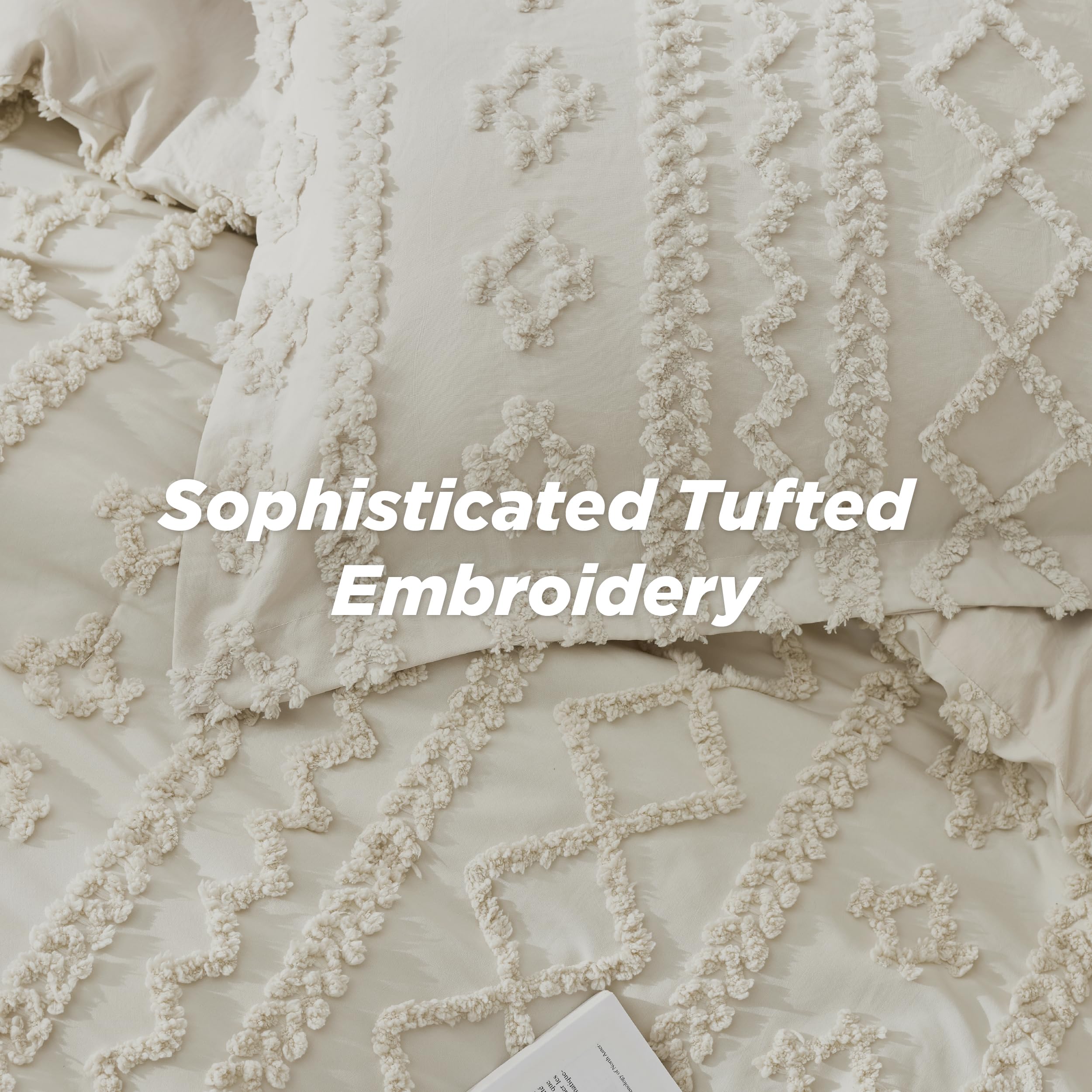 Foto 4 | Juego de Edredón Bedsure Bohemio Queen Beige 3 Piezas - Venta Internacional