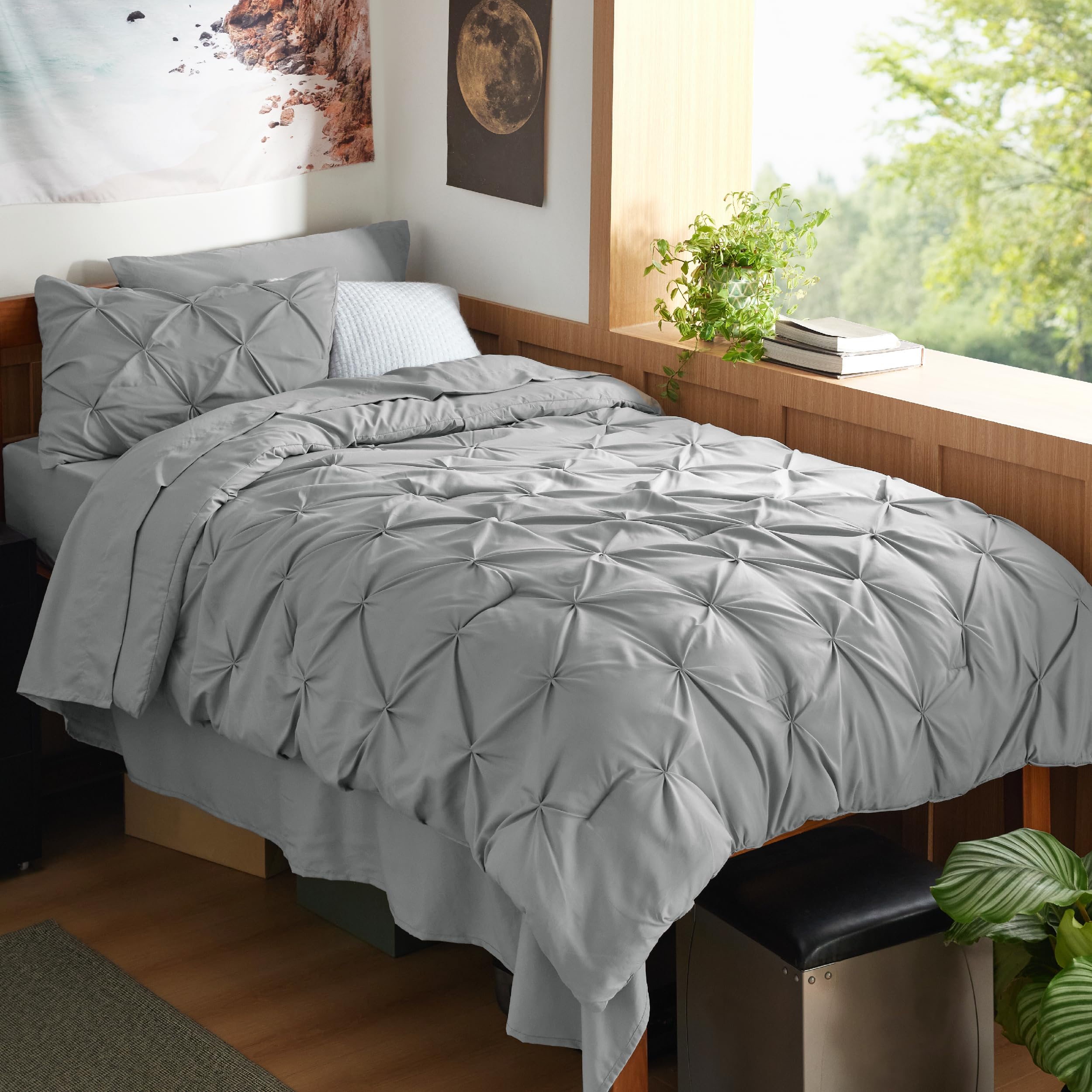Foto 2 pulgar | Juego De Edredón Bedsure Twin Xl Gentlesoft™ Pinch Pleat Grey - Venta Internacional.
